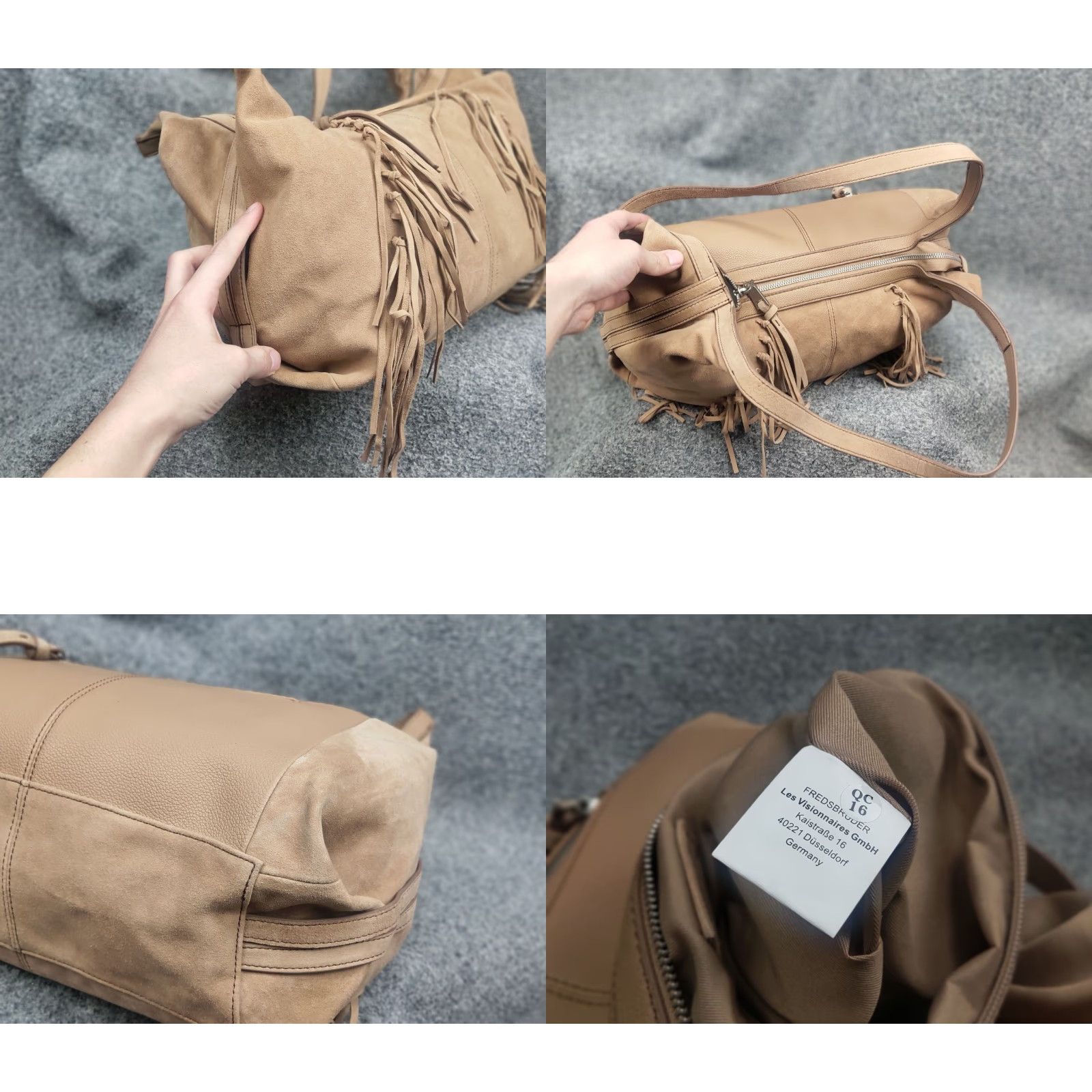Vintage FredsBruder Design suede Leather shoulder tan fringe handbag Size ONE SIZE - 10 Thumbnail