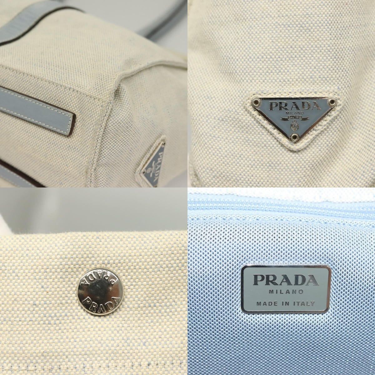 Prada PRADA Tote Bag Canvas Beige Silver Size ONE SIZE - 11 Thumbnail