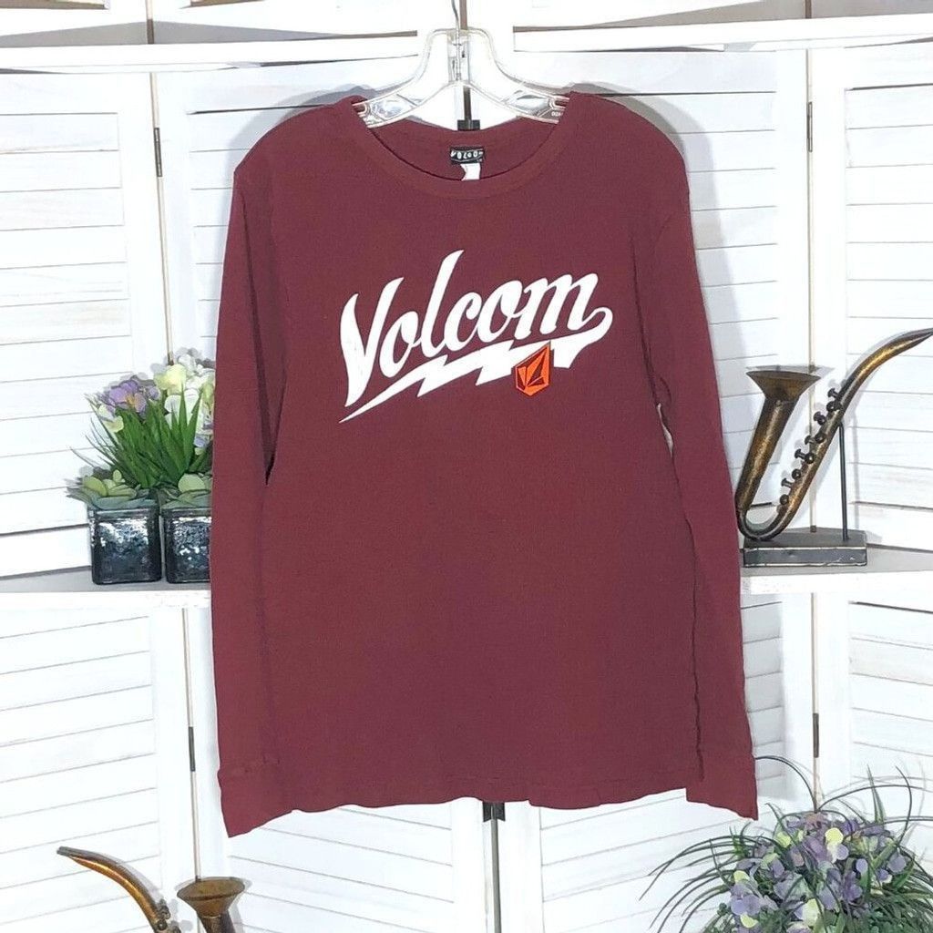 Volcom Y2K Volcom logo shirt long sleeves cotton dark wine color L Size US L / EU 52-54 / 3 - 1 Thumbnail