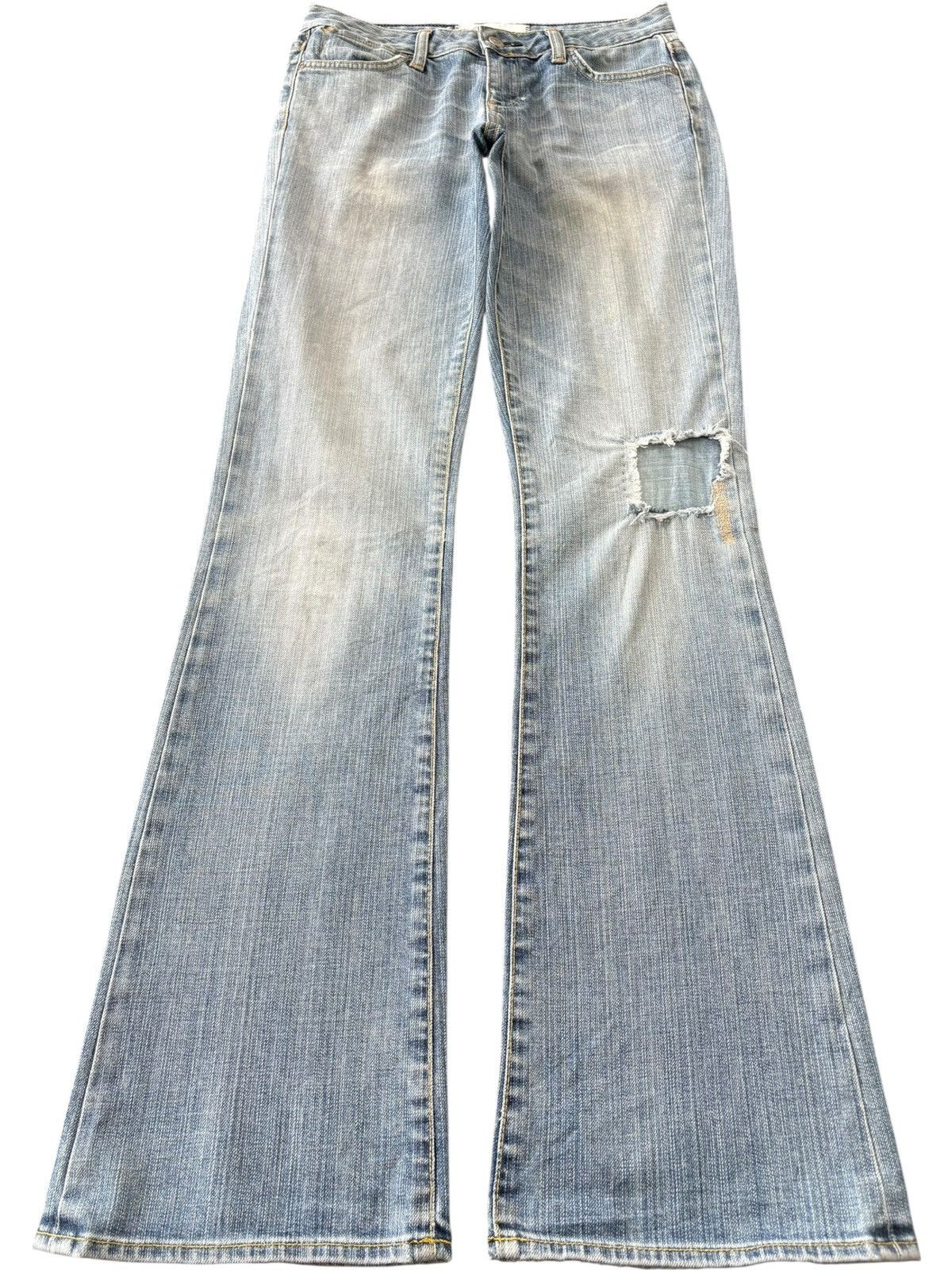 Paper Denim & Cloth Vintage Paper Denim Faded Wash Patched Flare Jeans Size 28" / US 6 / IT 42 - 1 Thumbnail