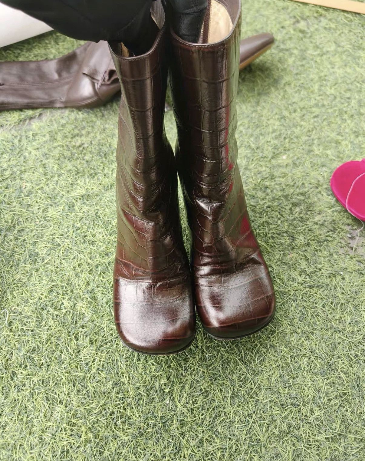 Bottega Veneta Bottega Veneta Crocodile Pattern Boots J42 Size US 5 / IT 35 - 2 Thumbnail