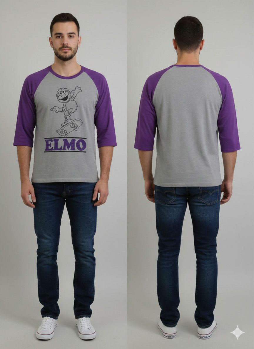 Vintage Vintage 90s Elmo Sesame Street 3/4 Sleeve Raglan Tee Size US M / EU 48-50 / 2 - 8 Thumbnail