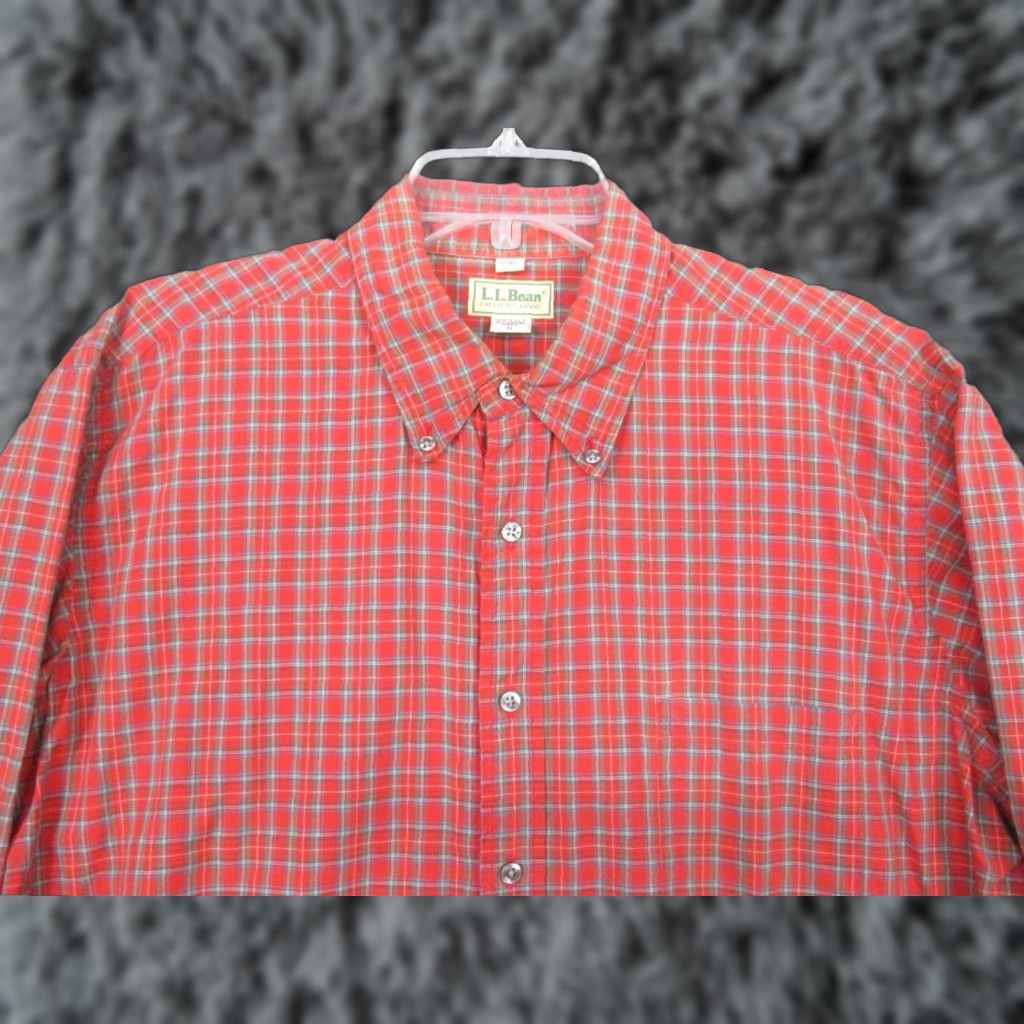 Vintage VINTAGE L.L. Bean Mens Shirt XL Red Plaid Long Sleeve Made in USA 80s Size US XL / EU 56 / 4 - 1 Thumbnail
