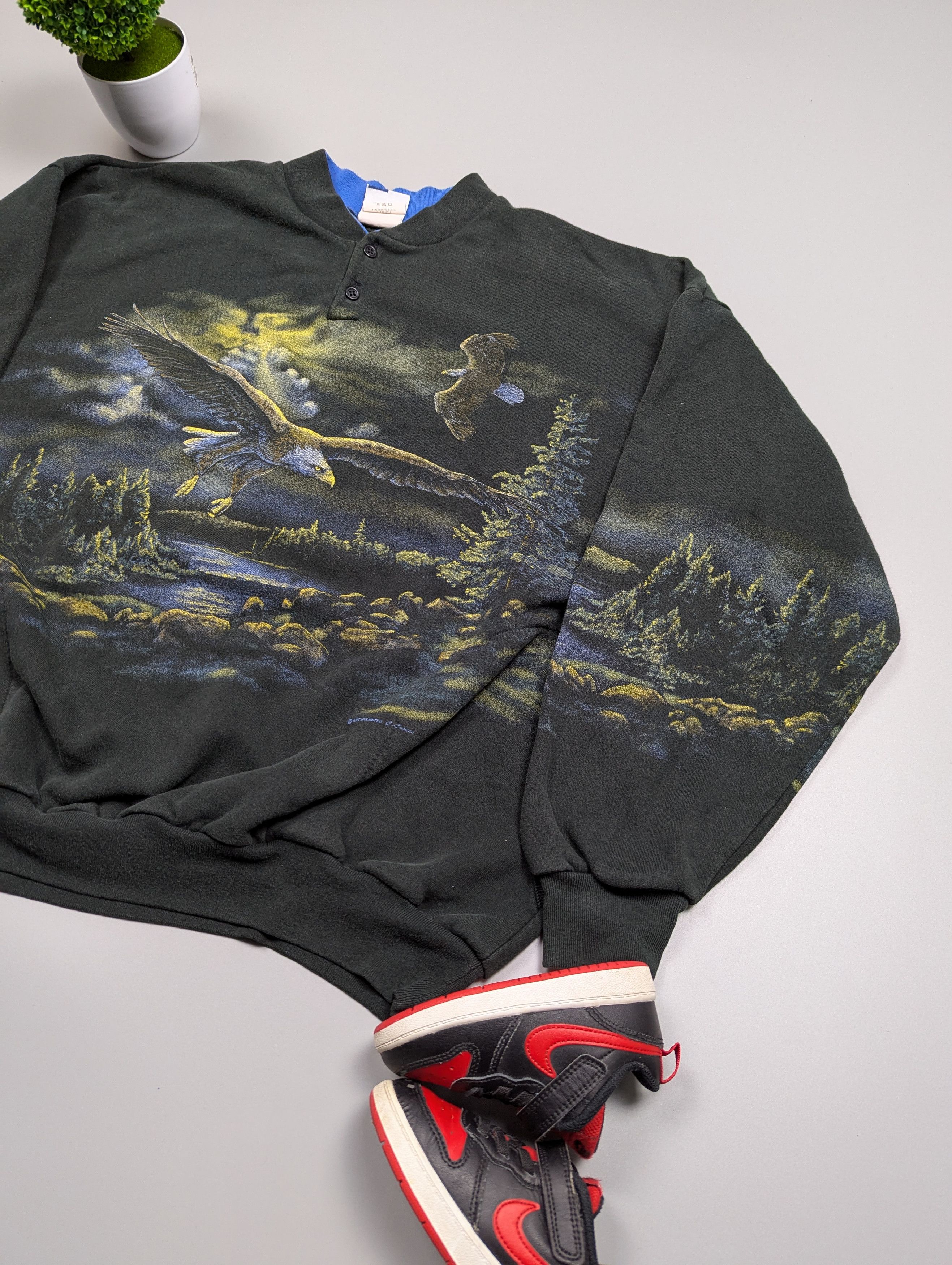 Vintage ART UNLIMITED VTG Sweatshirt/Sweater Nature & Eagles Print Size US XXL / EU 58 / 5 - 4 Thumbnail