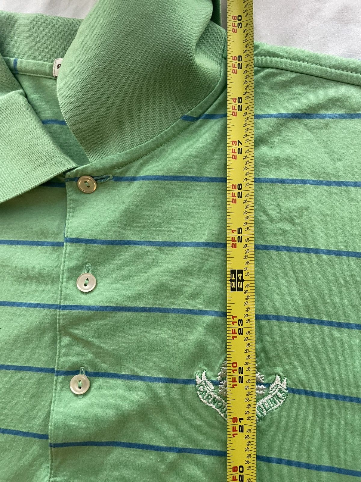 Peter Millar Peter Millar Polo Mens Large Green Blue Striped Golf Shirt Size US L / EU 52-54 / 3 - 5 Thumbnail