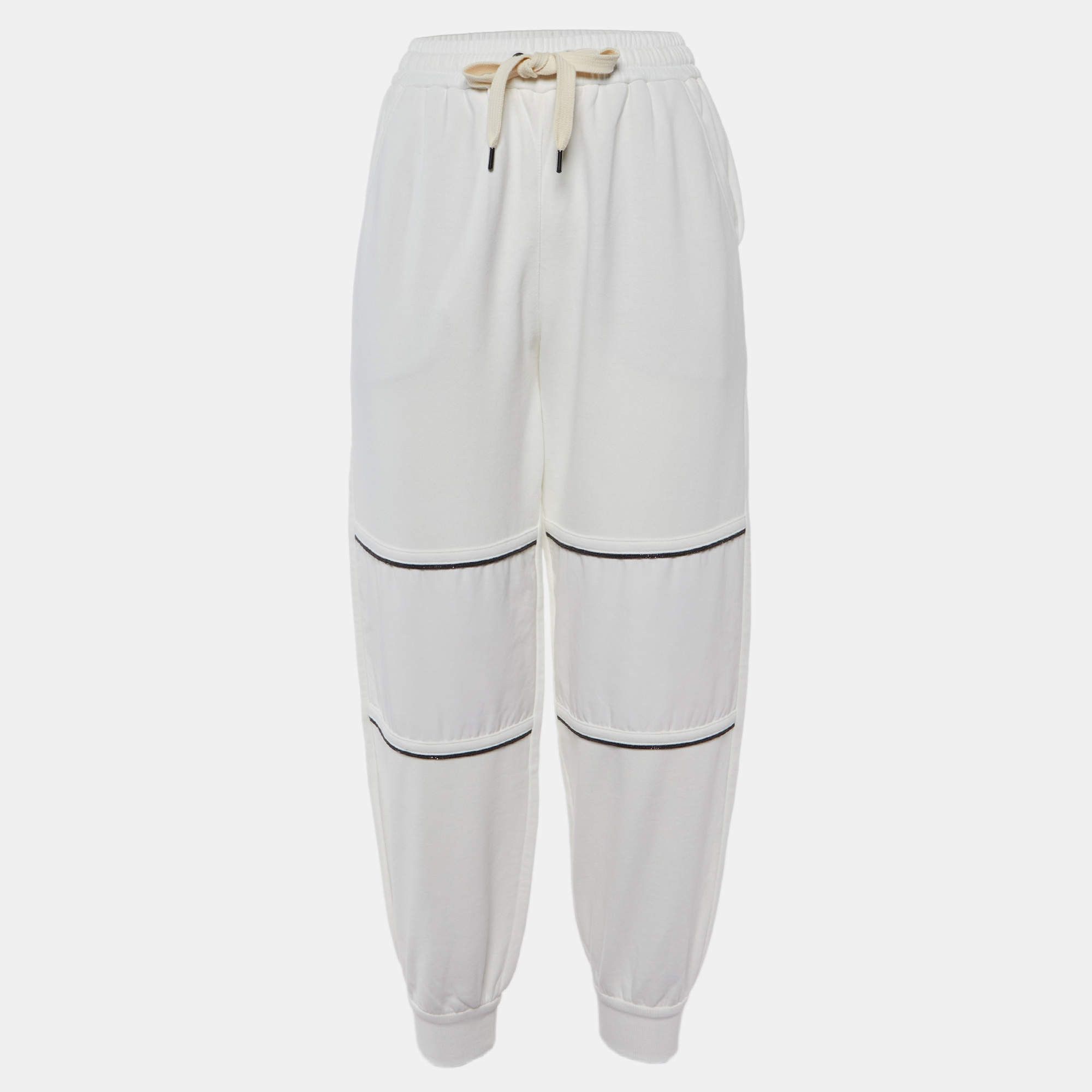 o1la1rc1a0325 Sport Pants With Monili in White