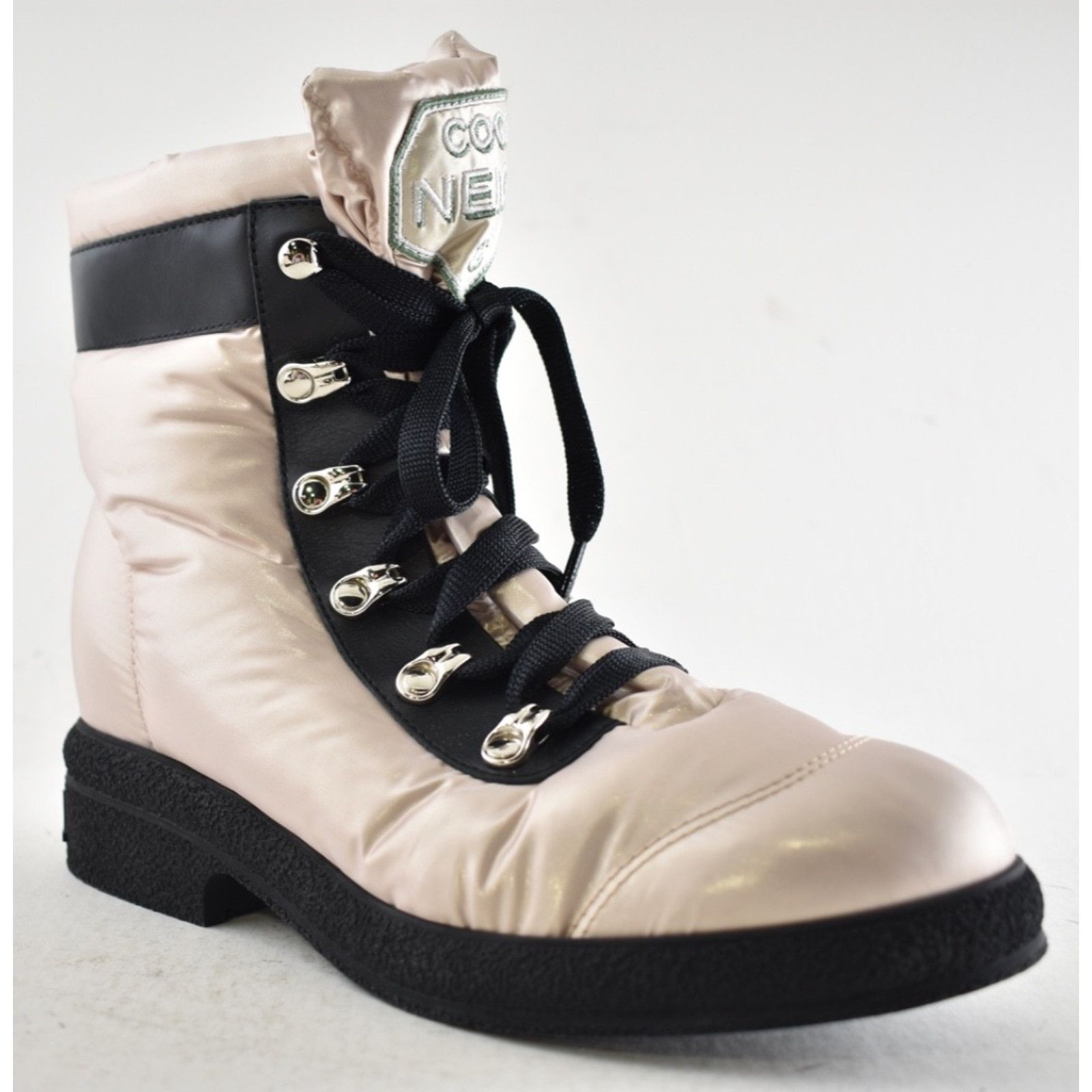 Chanel Chanel Coco Neige Pink Black CC Logo Combat Boots 37 Size US 7 / IT 37 - 4 Thumbnail