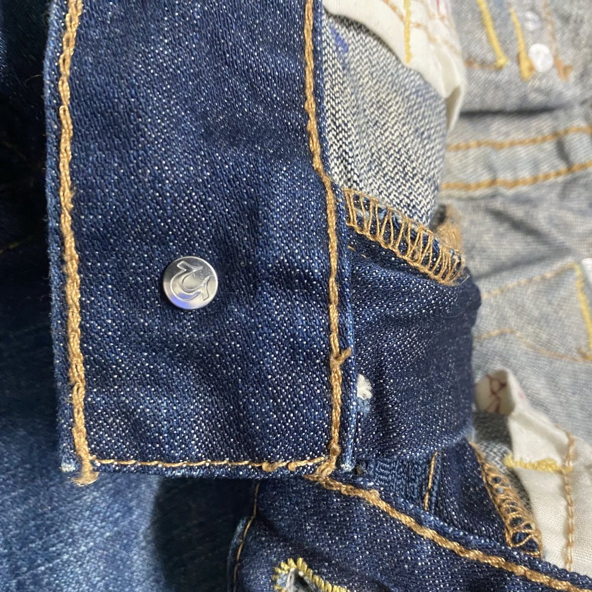 True Religion Vintage True Religion Denim Flare Jeans Leather Flap Size US 31 - 17 Thumbnail
