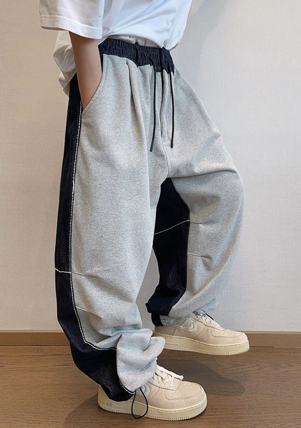 Japanese Brand × Vintage Avant garde colockblock contrast patchwork baggy pants Size US 32 / EU 48 - 1 Thumbnail
