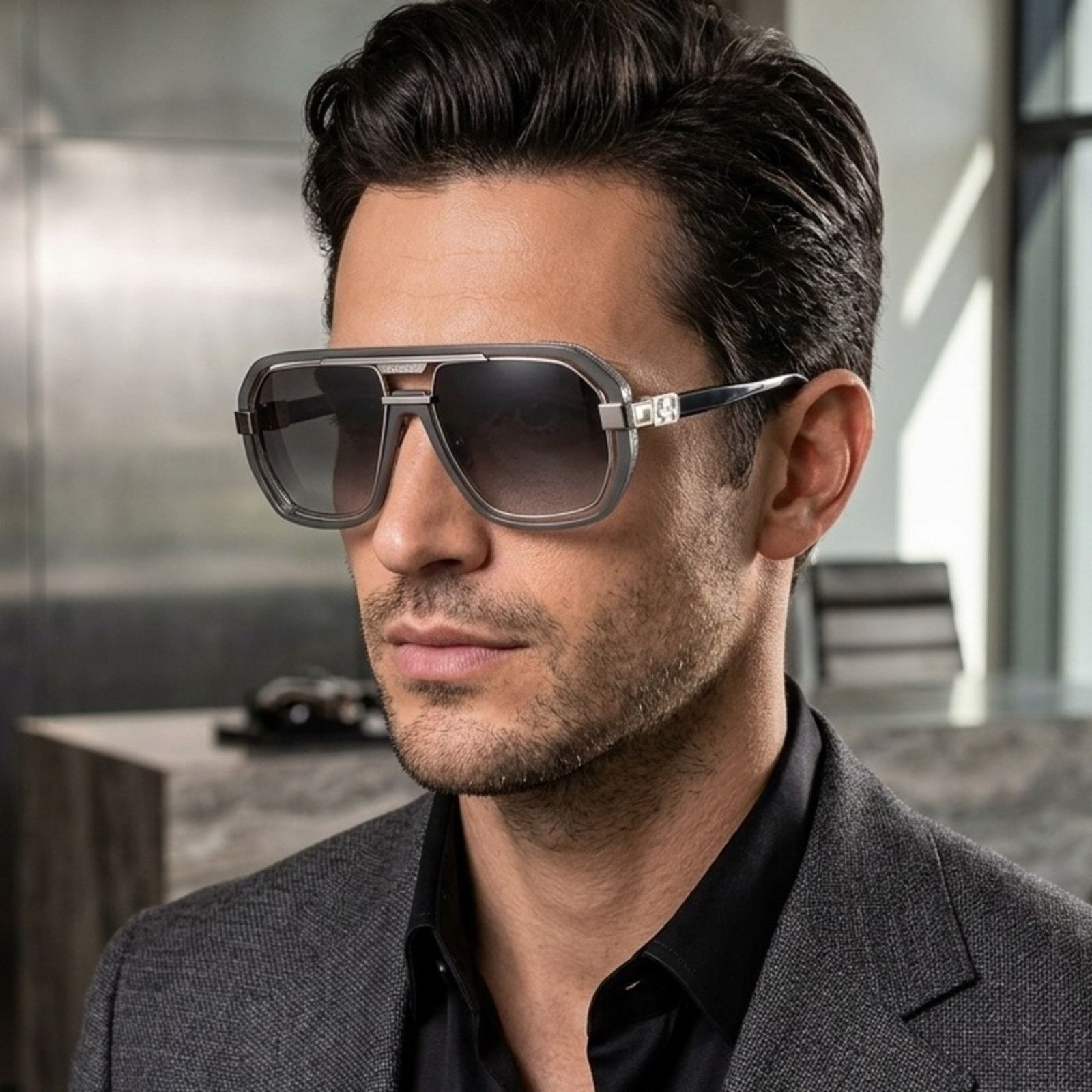 Bugatti New! BUGATTI 08-GM/WG Stylish Gunmetal White Gold Sunglasses Size ONE SIZE - 3 Thumbnail