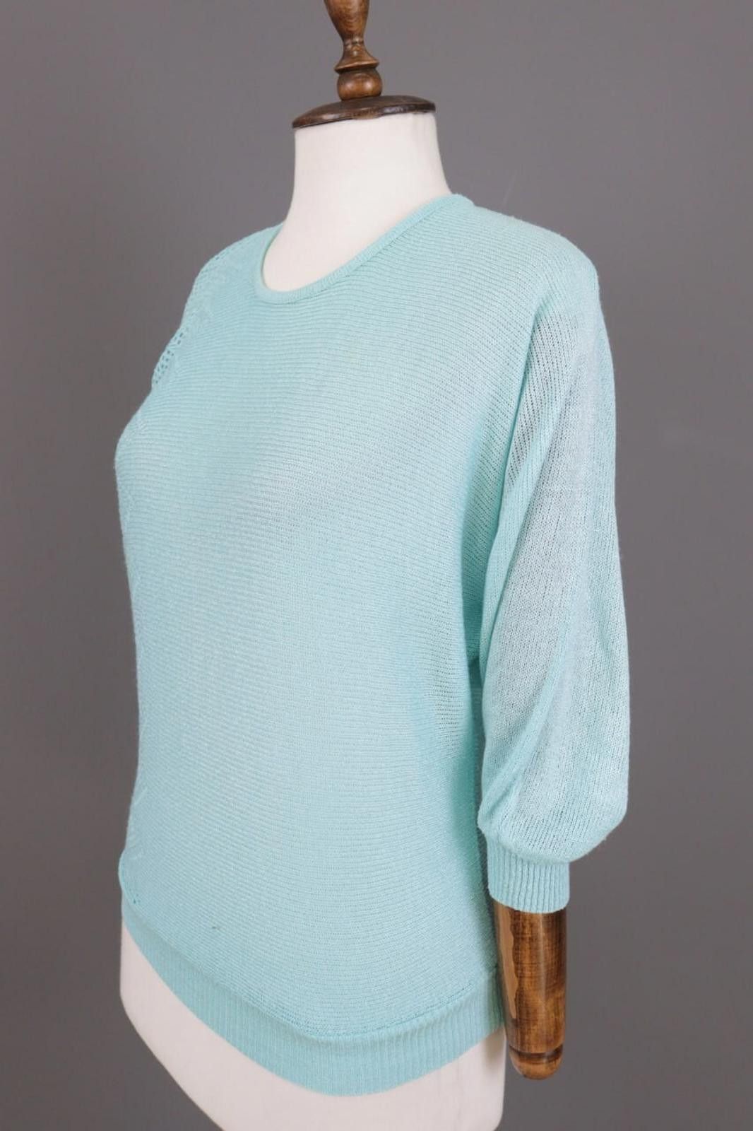 Wolford Wolford Blue Mesh Knit Stretch Top Shirt Size 38 / 10 Size L / US 10 / IT 46 - 4 Thumbnail
