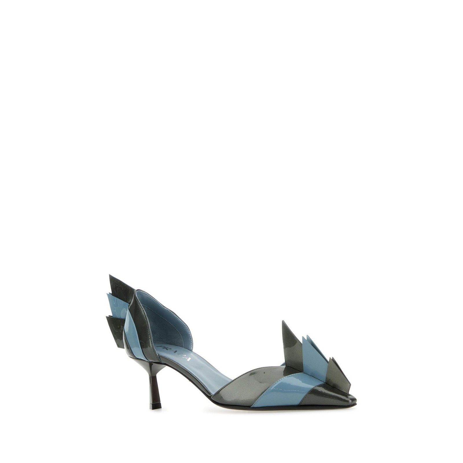 Prada PRADA Two-Tone Striped Bow Black Blue Leather 55mm Heel Pump Size US 7 / IT 37 - 2 Thumbnail