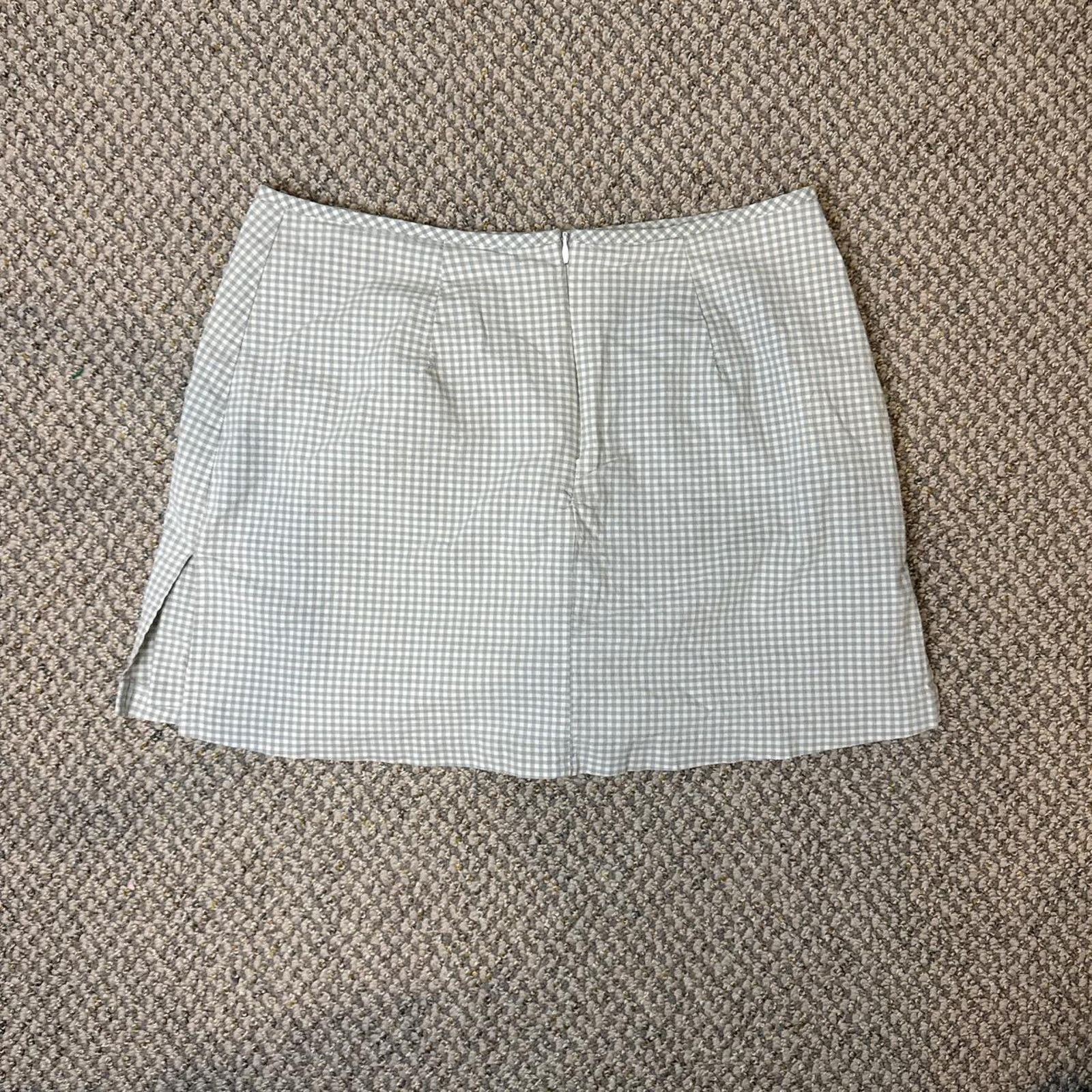 Other y2k gingham plaid white and sage green/gray mini skirt Size 28" / US 6 / IT 42 - 5 Thumbnail