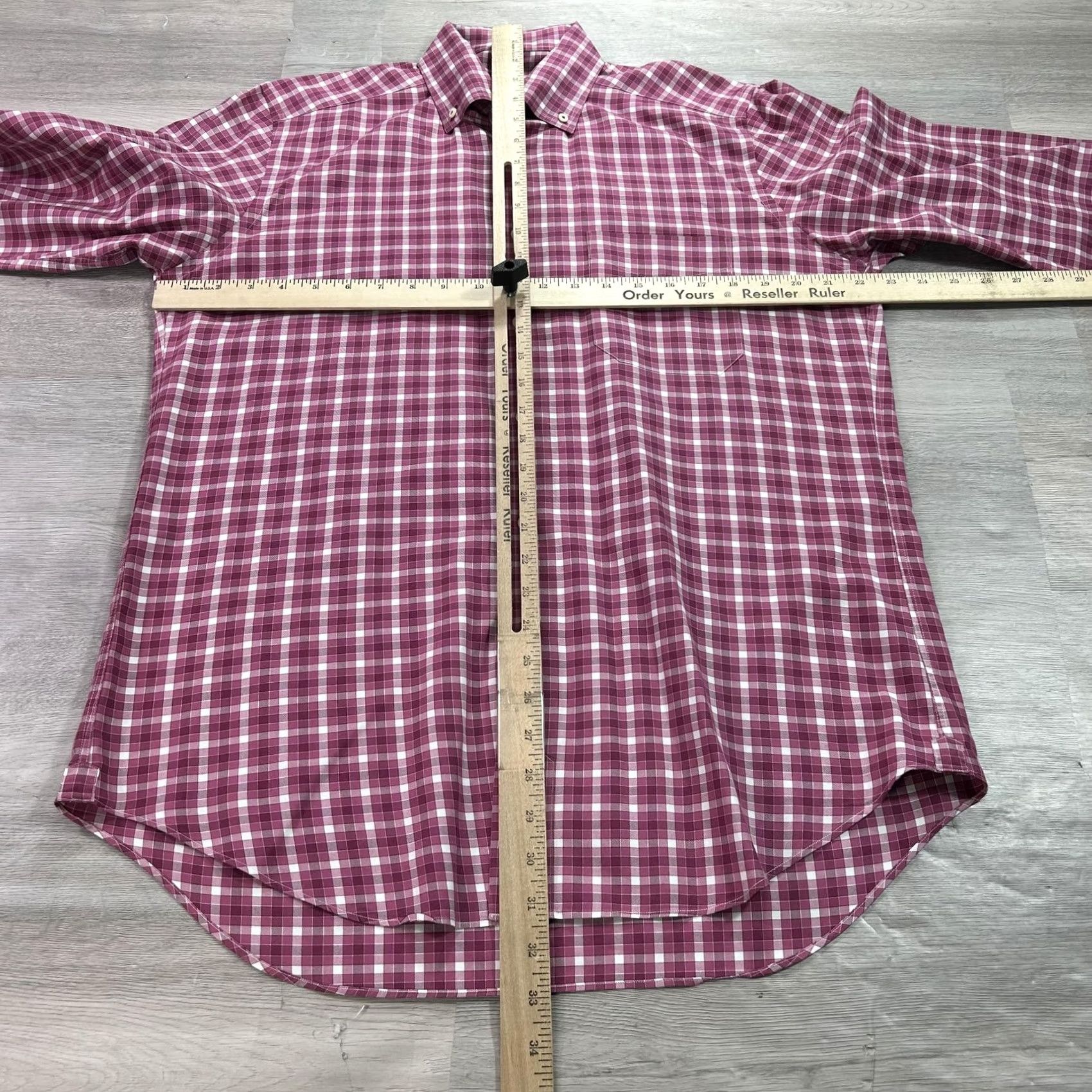 David Donahue David Donahue Shirt Mens Medium Pink Gingham Dress Button-Down Long Sleeve Shirt Size 40R - 6 Thumbnail