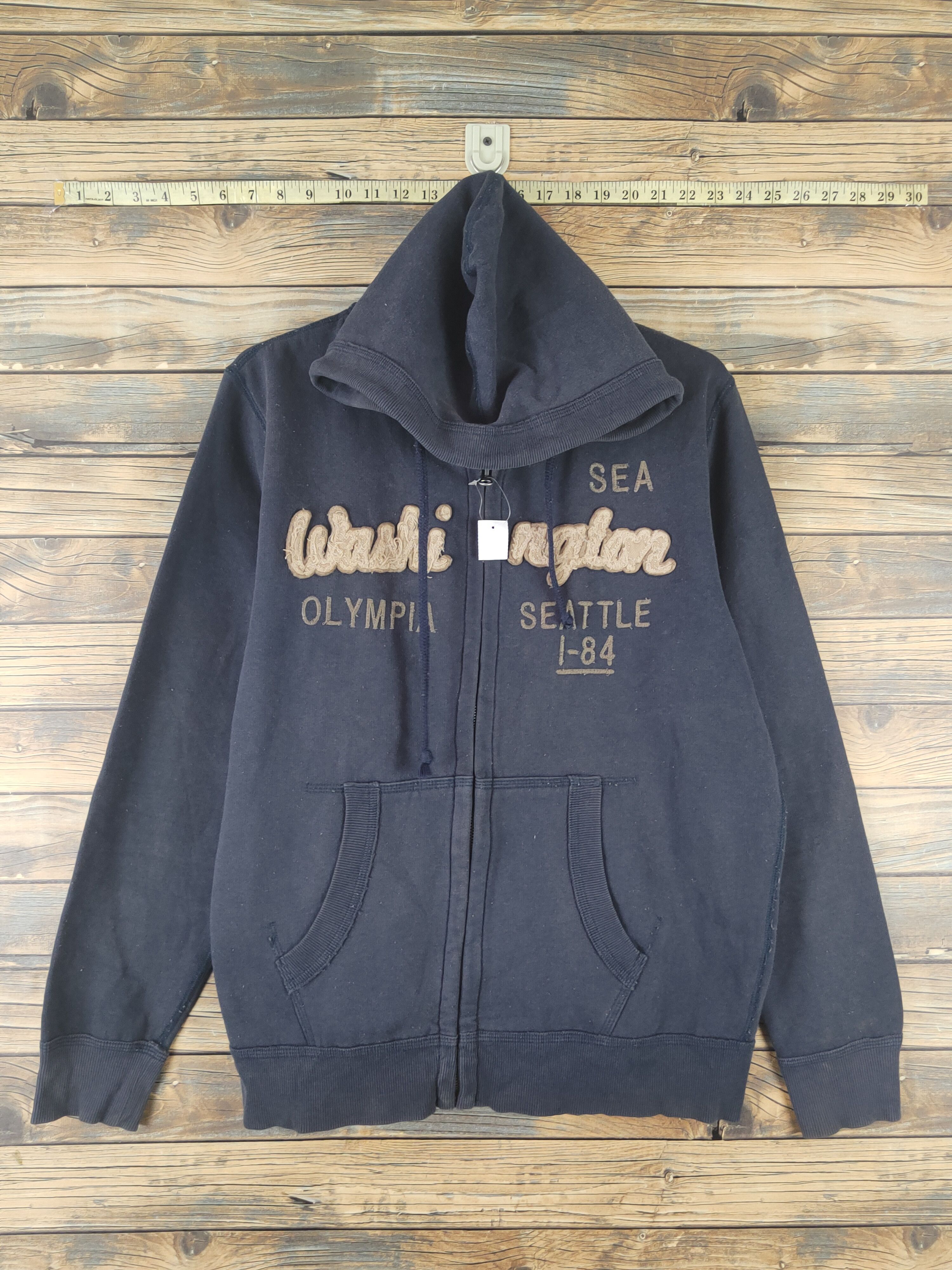 Japanese Brand × Vintage DL Back Number Navy Faded Hoodie Sweaters #824 Size US M / EU 48-50 / 2 - 1 Thumbnail