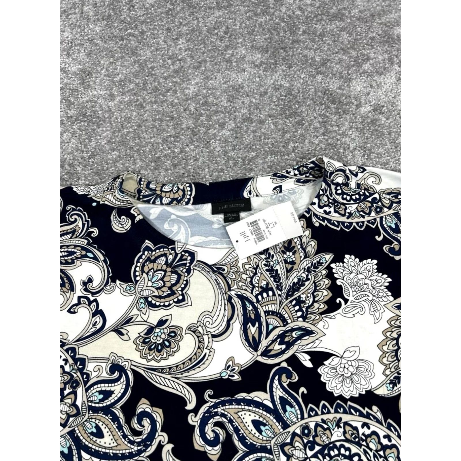 J. Jill J.Jill Blouse Womens Large Tall Blue White Beige Floral Shirt Size L / US 10 / IT 46 - 2 Thumbnail