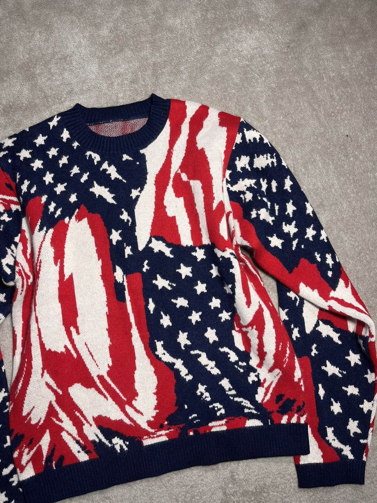 Japanese Brand Masu Marble USA Flag Knit Sweater Size US M / EU 48-50 / 2 - 3 Thumbnail