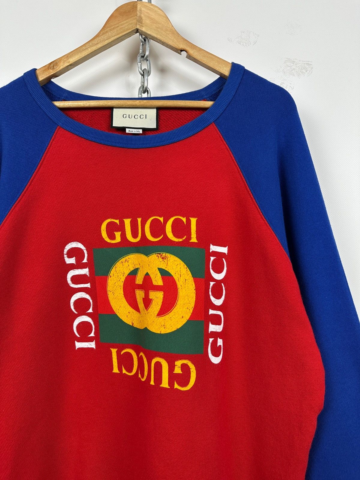 Gucci Gucci Red/Blue Crewneck Sweatshirt Size US L / EU 52-54 / 3 - 5 Thumbnail