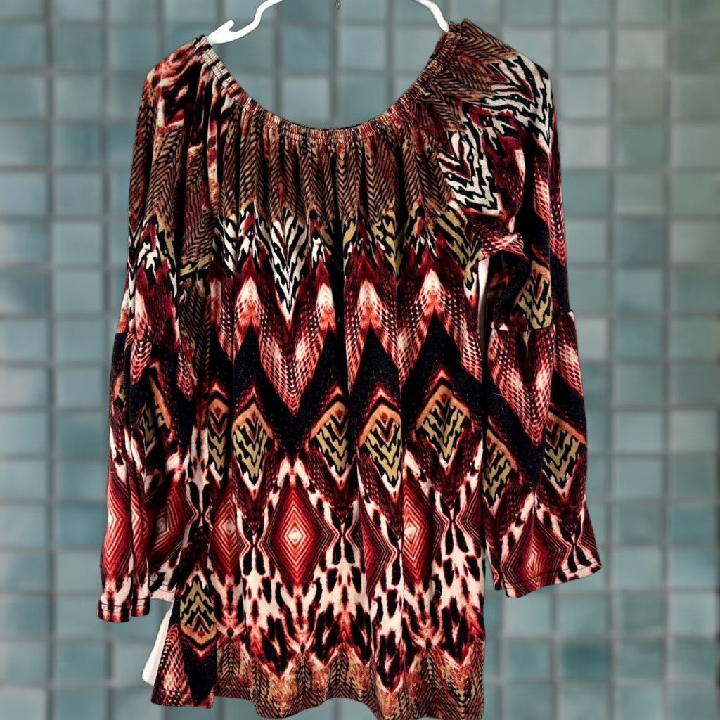 Bell VINTAGE Win Winn Tunic Blouse Brown Bell Sleeve Size Large L Womens Size L / US 10 / IT 46 - 1 Thumbnail