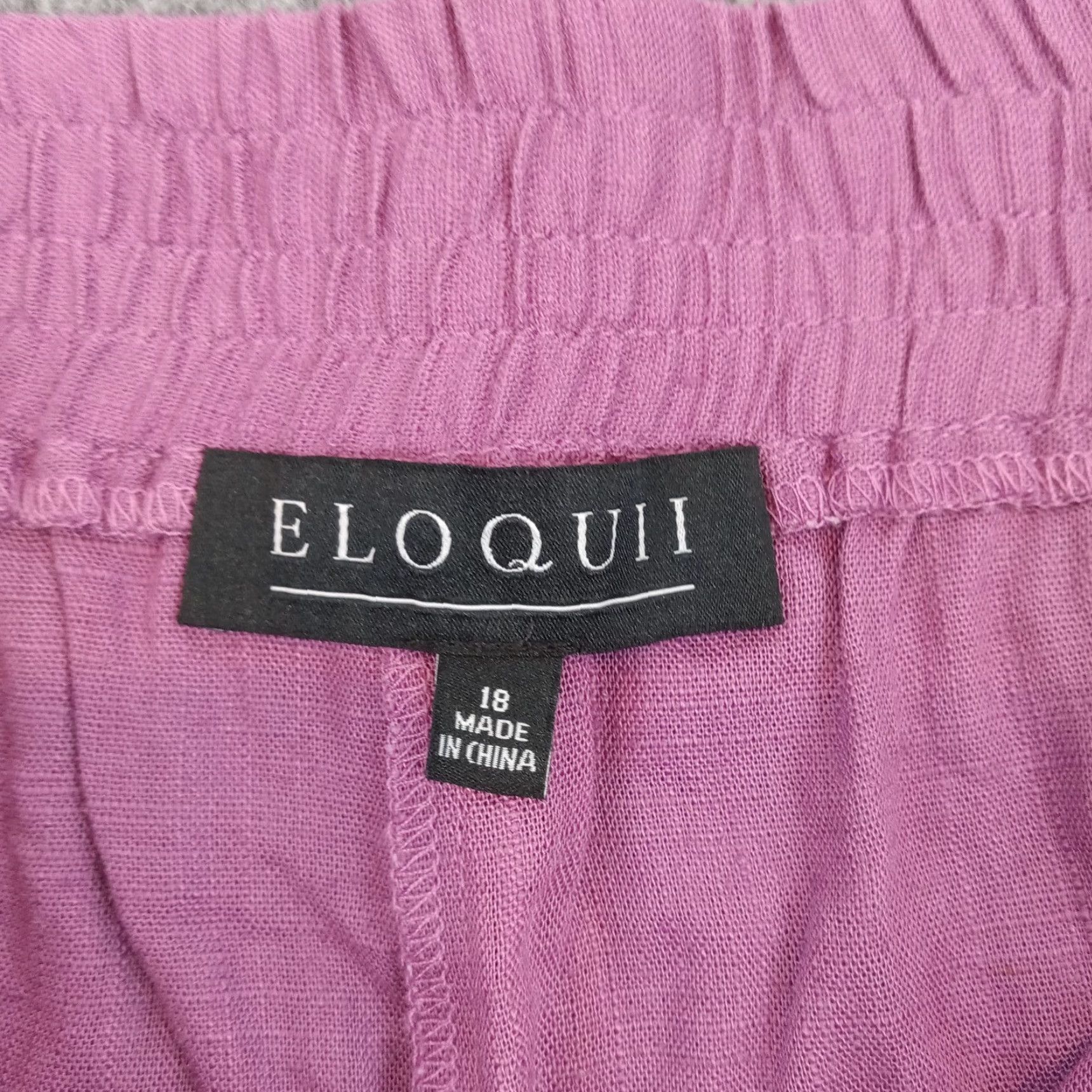 Vintage Eloquii Womens Pants Purple Linen Pull On Elastic Waist Straight Wide Leg Size 18 Size 36" / US 14 / IT 50 - 6 Thumbnail