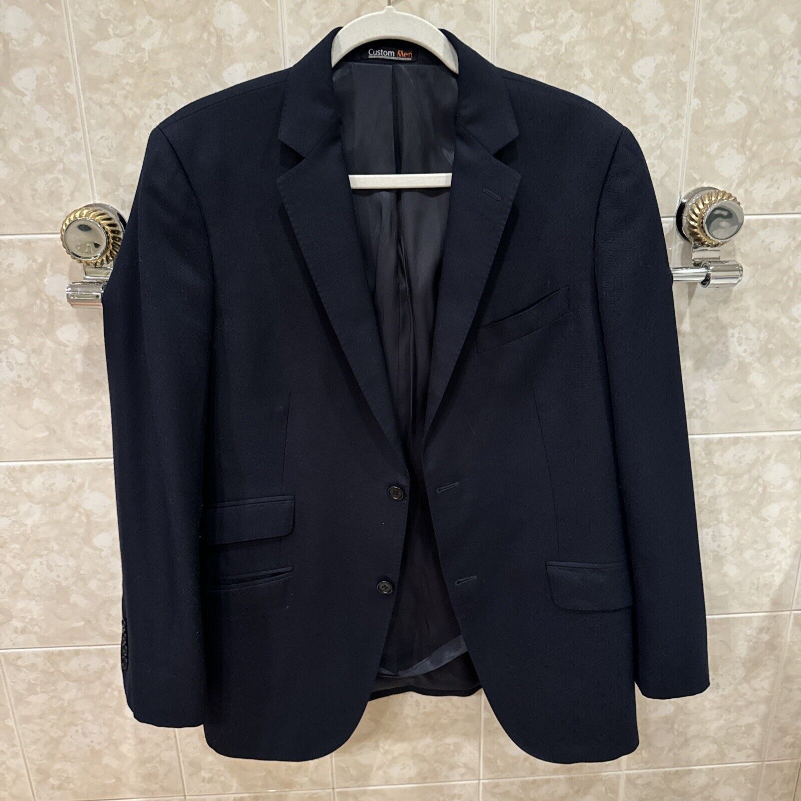 Other Custom Men N.Y.hand made suit jacket 100% gabardine wool Size 40R - 1 Thumbnail
