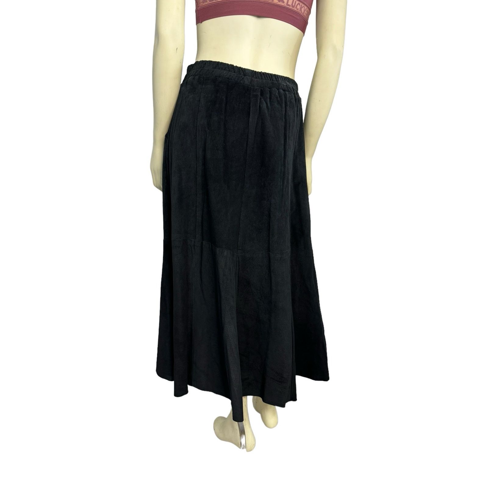 VTG Saks Fifth Avenue Patchwork Suede leather maxi Skirt L