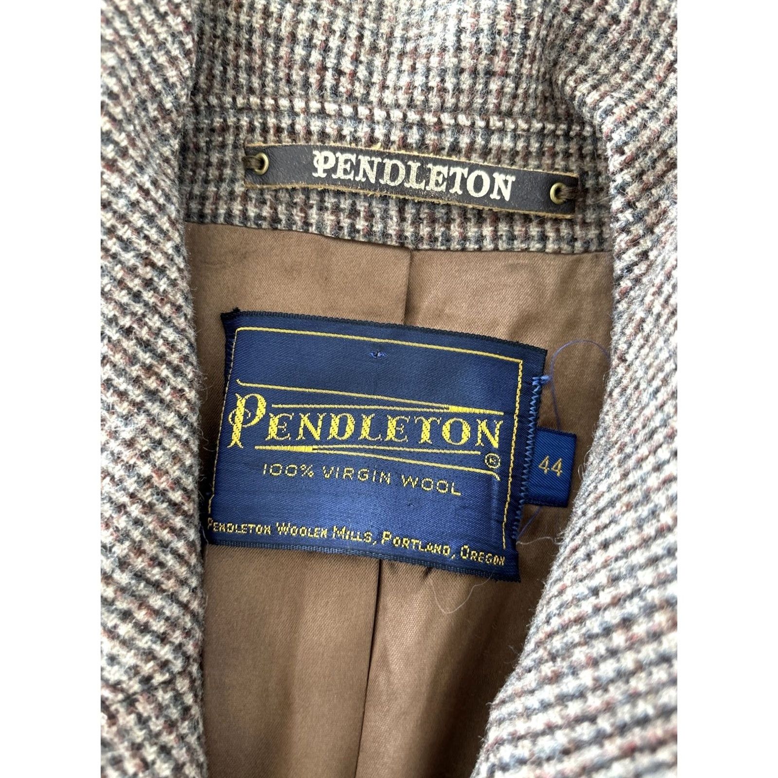 Pendleton VINTAGE Pendleton Wool Jacket Mens 44 Brown 100% Virgin Wool Bomber USA Originals Shirt? Size US S / EU 44-46 / 1 - 4 Thumbnail