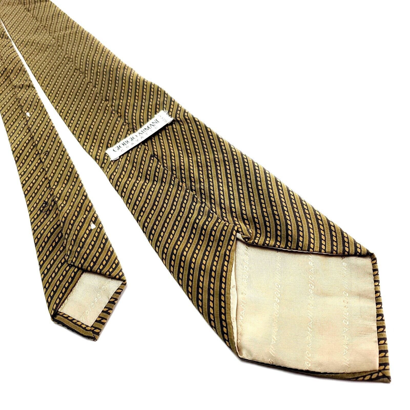 Giorgio Armani Giorgio Armani Brown Silk Tie Woven Short Regimental Striped Size ONE SIZE - 4 Thumbnail