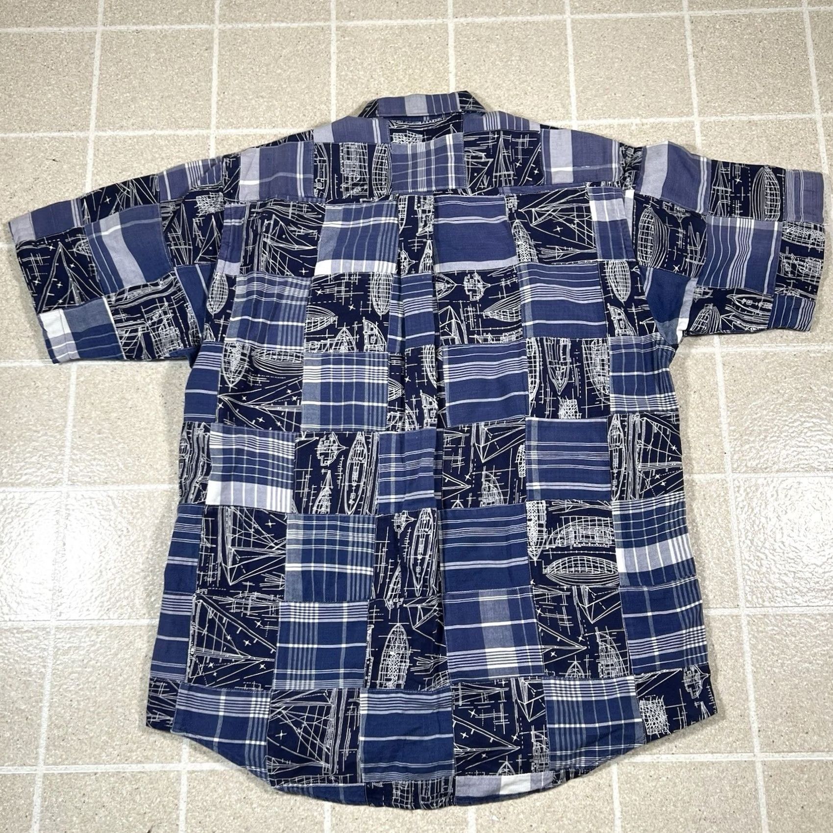 Nautica VTG Nautica Button-Up Shirt Plaid Blue Patchwork Short Sleeve Size M Mens Size US M / EU 48-50 / 2 - 3 Thumbnail