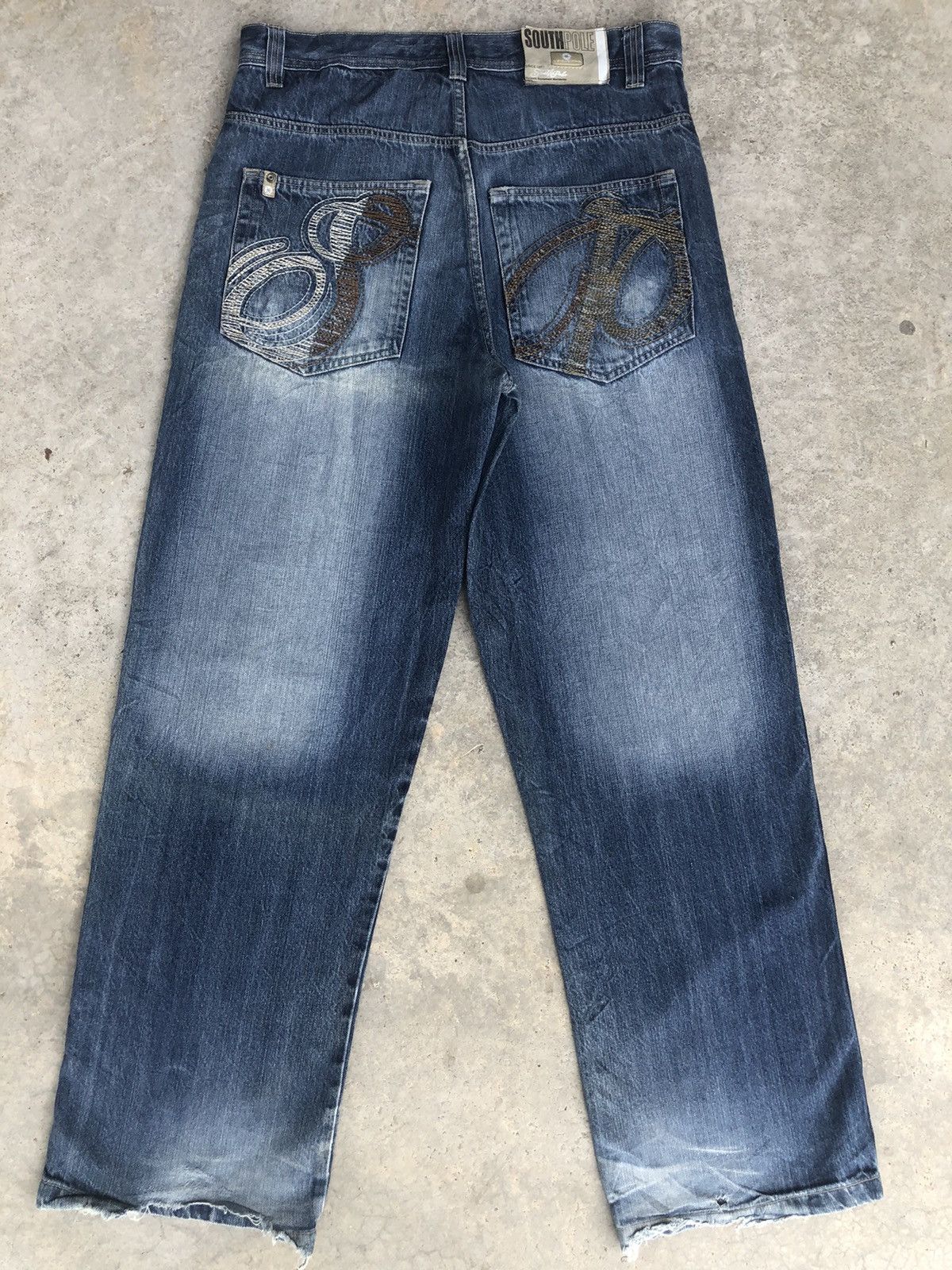 Vintage Southpole Embroidered Jeans Distressed Jeans