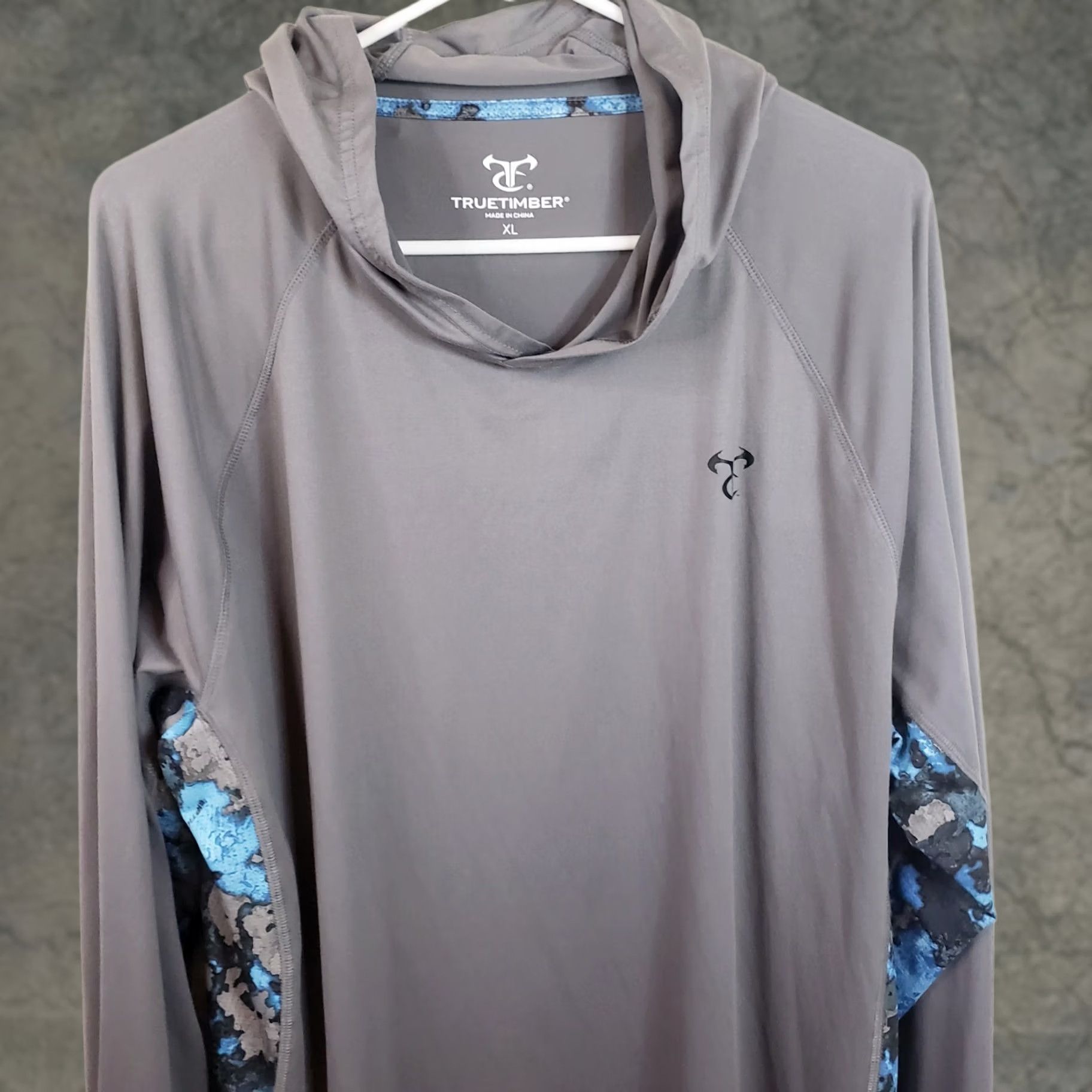 Vintage TrueTimber T-Shirt Hooded Sun Protection Long Sleeve Mens XL Gray Blue Camo Sleeves Size US XL / EU 56 / 4 - 1 Thumbnail