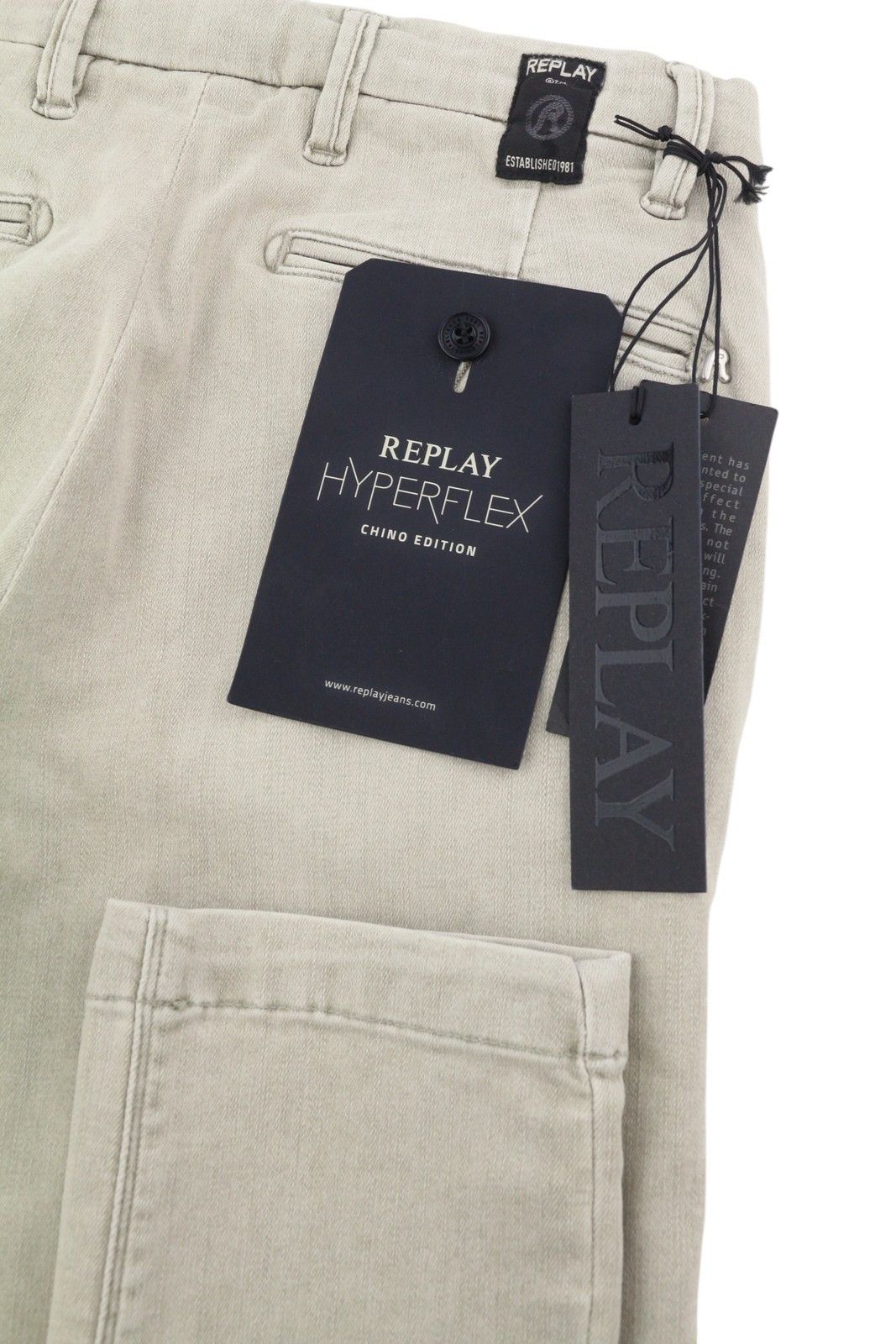 Replay LEHOEN HEPERFLEX W27 Beige Faded Slim Chino Trousers 89068 Size US 27 - 6 Thumbnail