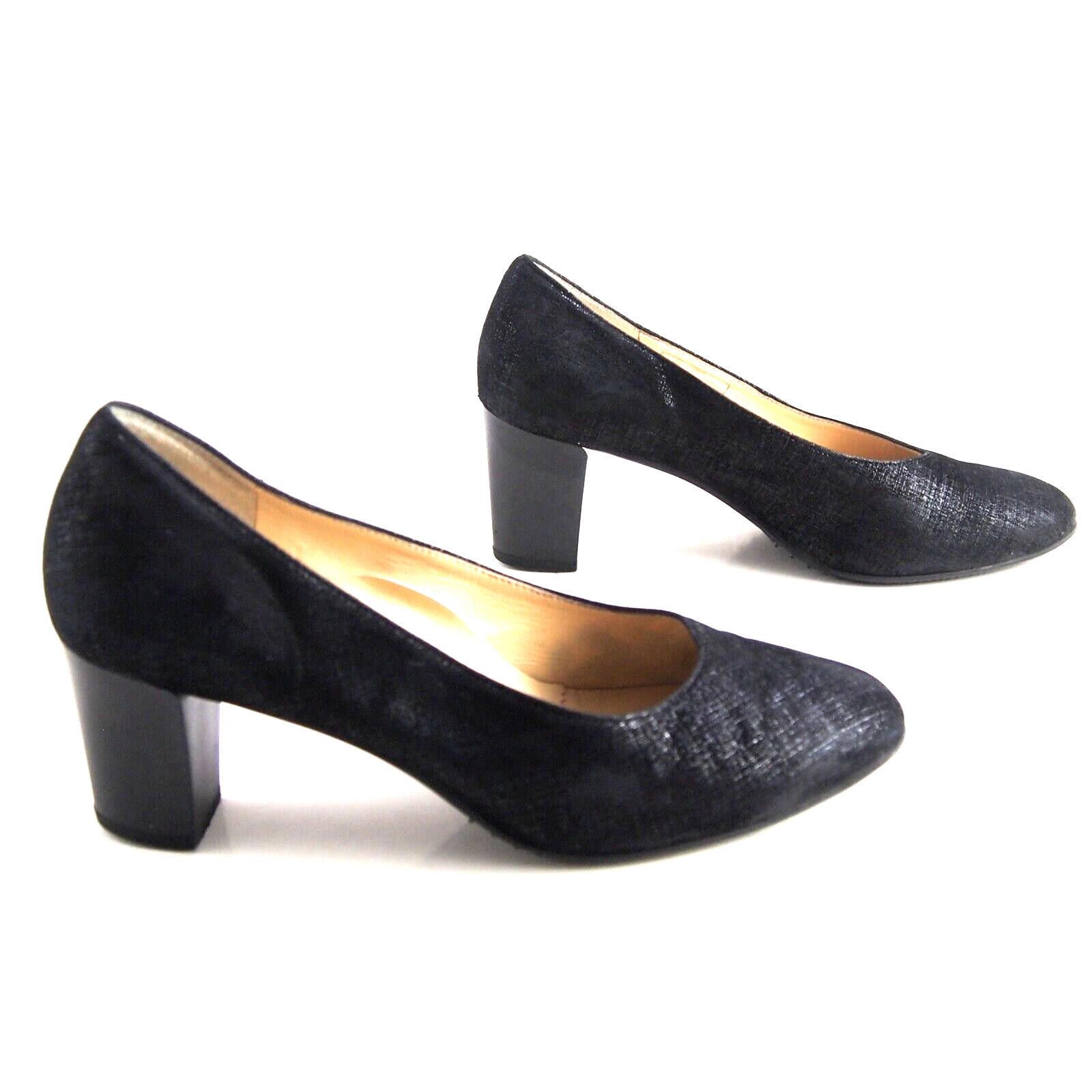 Designer Brunate Mid Heel Pumps Black Textured Leather US 8 EU 38 Size US 8 / IT 38 - 6 Thumbnail