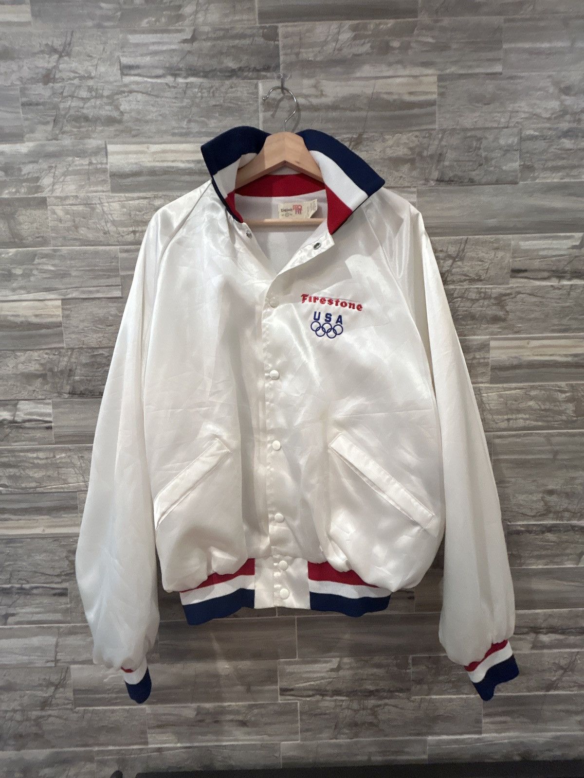 This is a vintage 1988 Team USA Olympics satin bomber jacket