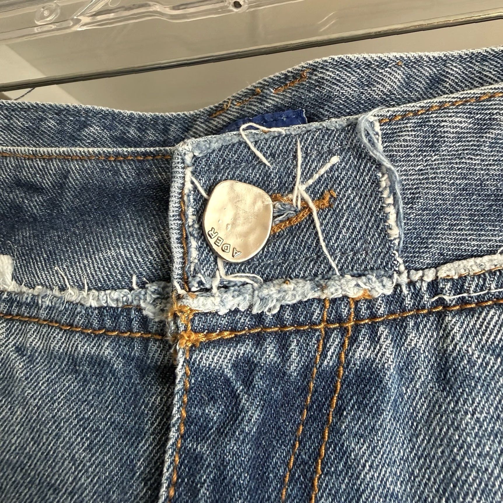 Ader Error ADER Error Workch Jeans Straight Blue 30” Regular Womens 5-Pocket Denim Cotton High Rise Frayed Hem Zip Button Vintage No Size 30" / US 8 / IT 44 - 5 Thumbnail