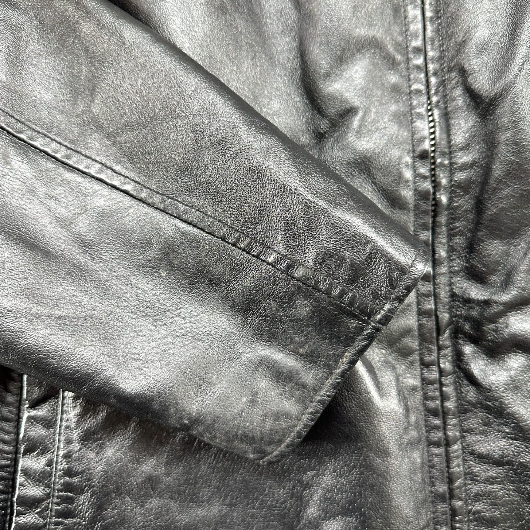 Vintage VINTAGE Wilsons Leather Jacket Mens XL Black Genuine Real Cafe Racer Stripe Y2K Size US XL / EU 56 / 4 - 5 Thumbnail