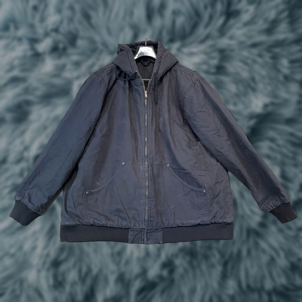 Vintage Brazos Jacket Bomber Hooded Canvas Full Zip Black 2XL Men Size US XXL / EU 58 / 5 - 1 Thumbnail