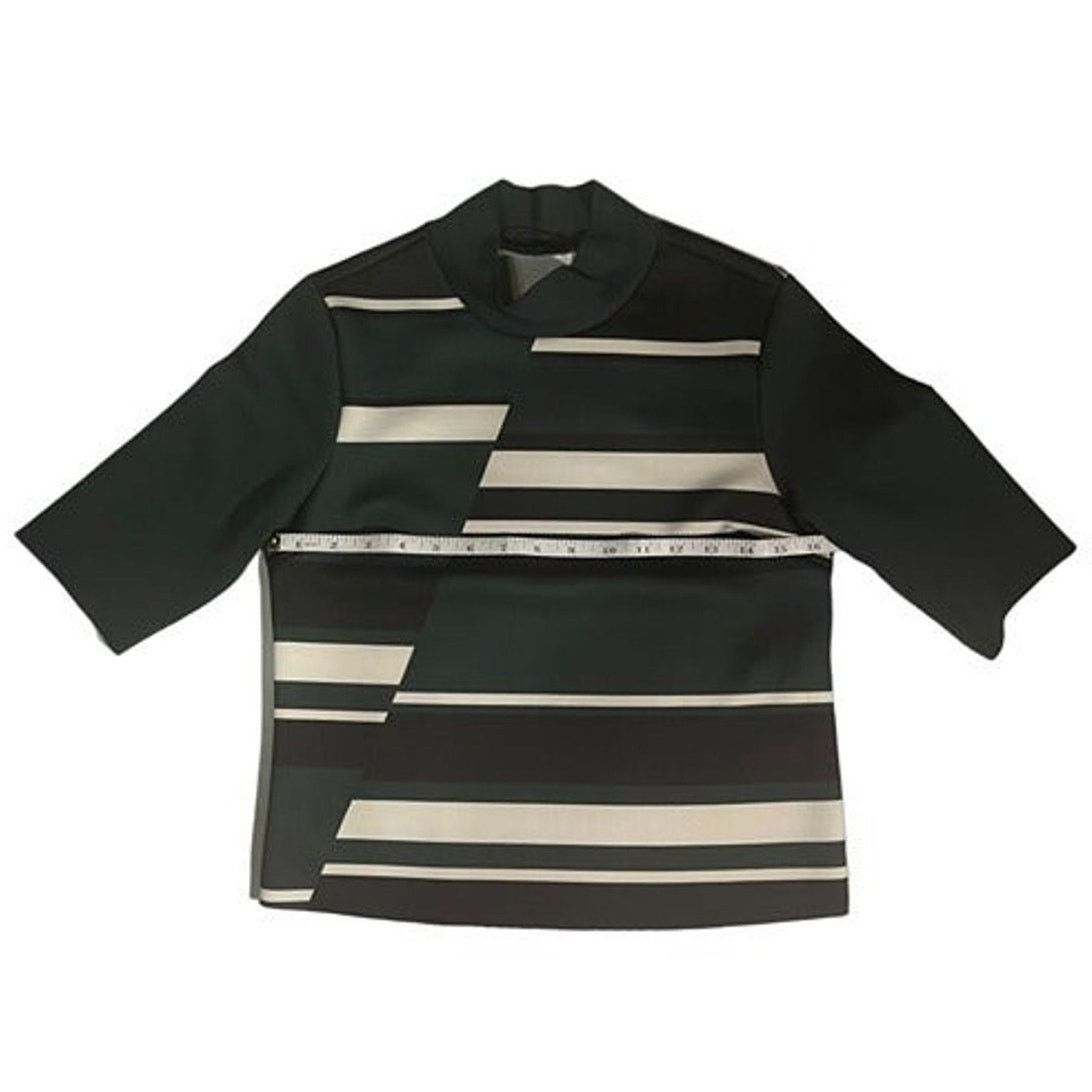Zara Zara Crop Top Offset Striped Black Olive Blouse Size S USED Size S / US 4 / IT 40 - 5 Thumbnail
