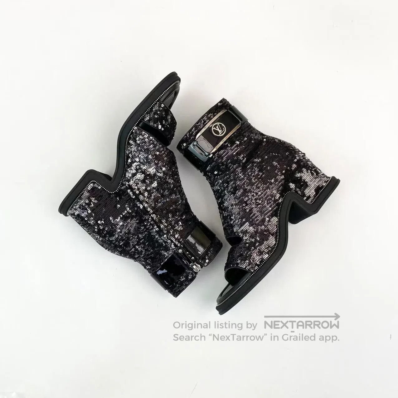 Louis Vuitton Louis Vuitton Metal logo sequined fish mouth high heels| Size US 6.5 / IT 36.5 - 4 Thumbnail