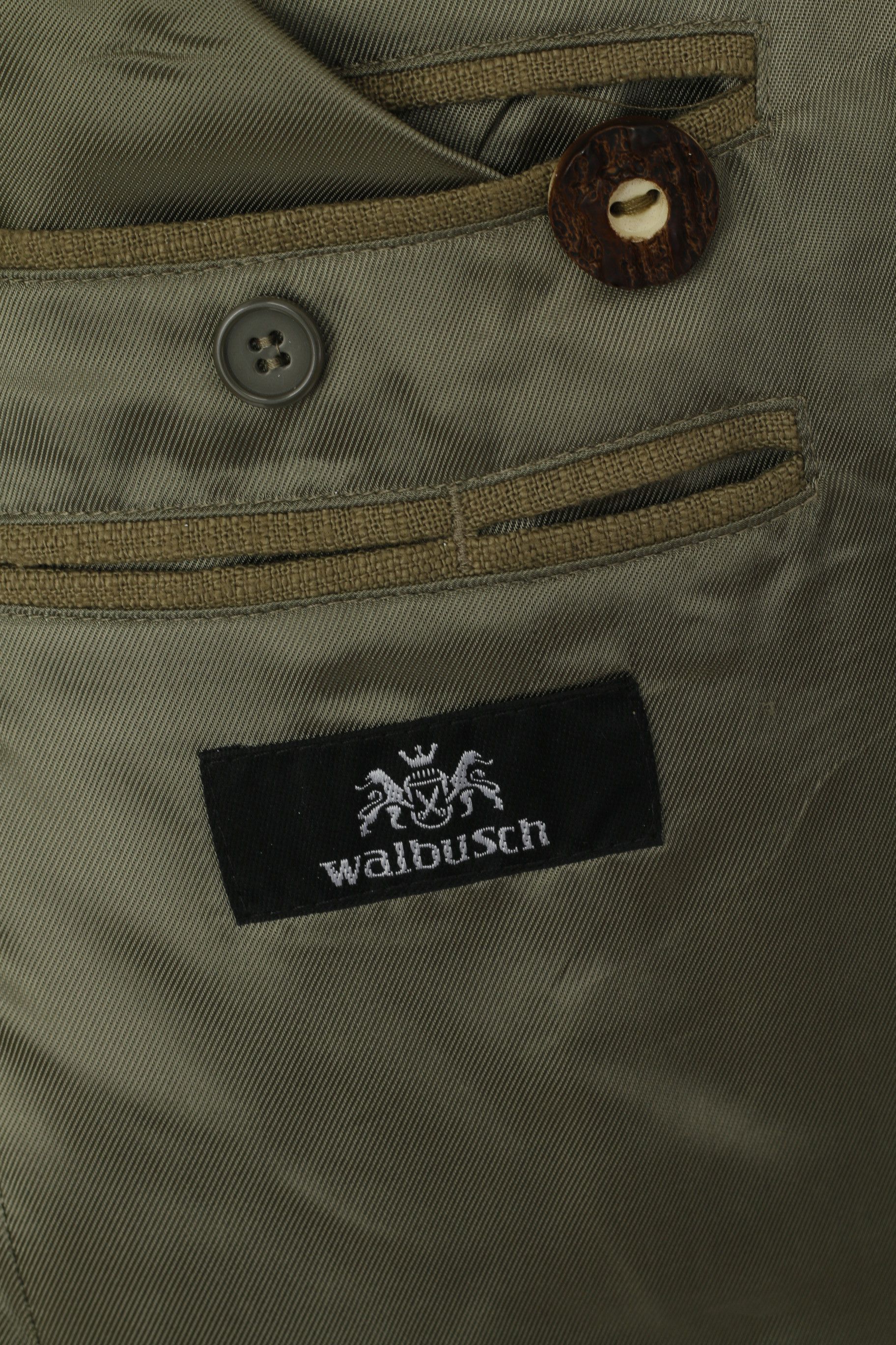 Vintage Walbusch Men 25 40 Blazer Green Linen Blend Tyrol 5072 Size 40R - 4 Thumbnail