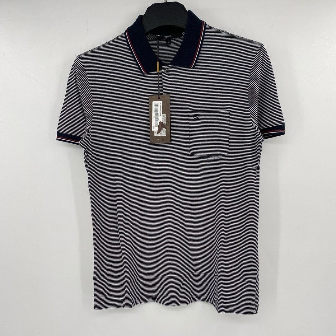 Gucci Gucci black and white striped pocket embroidery double G sh Size US M / EU 48-50 / 2 - 1 Thumbnail