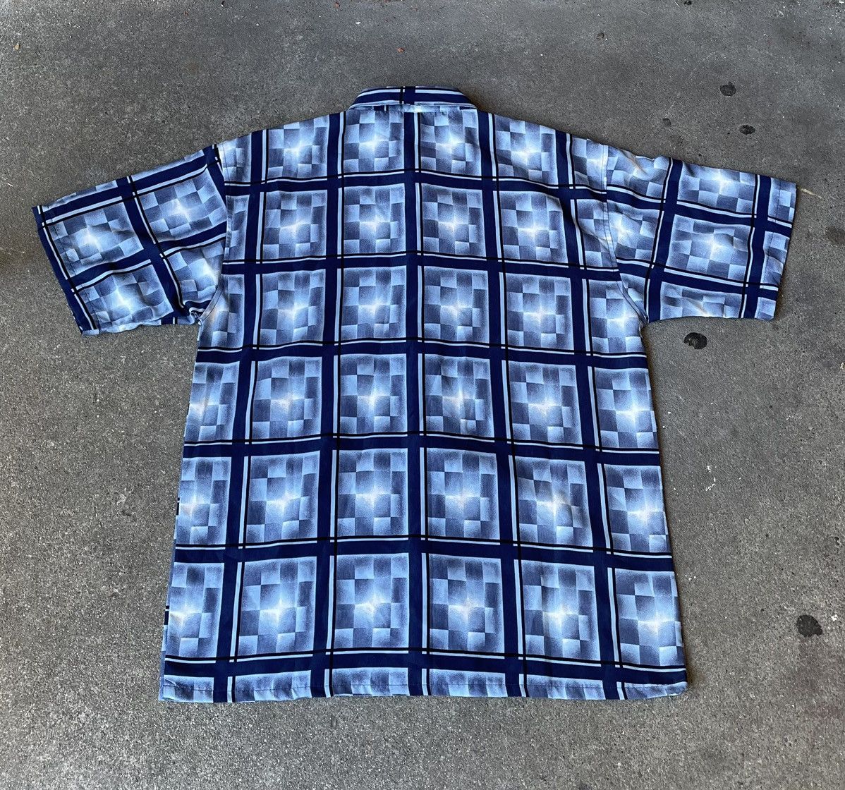 Vintage Y2k City Impact Geometric Dance floor AOP button Shirt Size US L / EU 52-54 / 3 - 4 Thumbnail