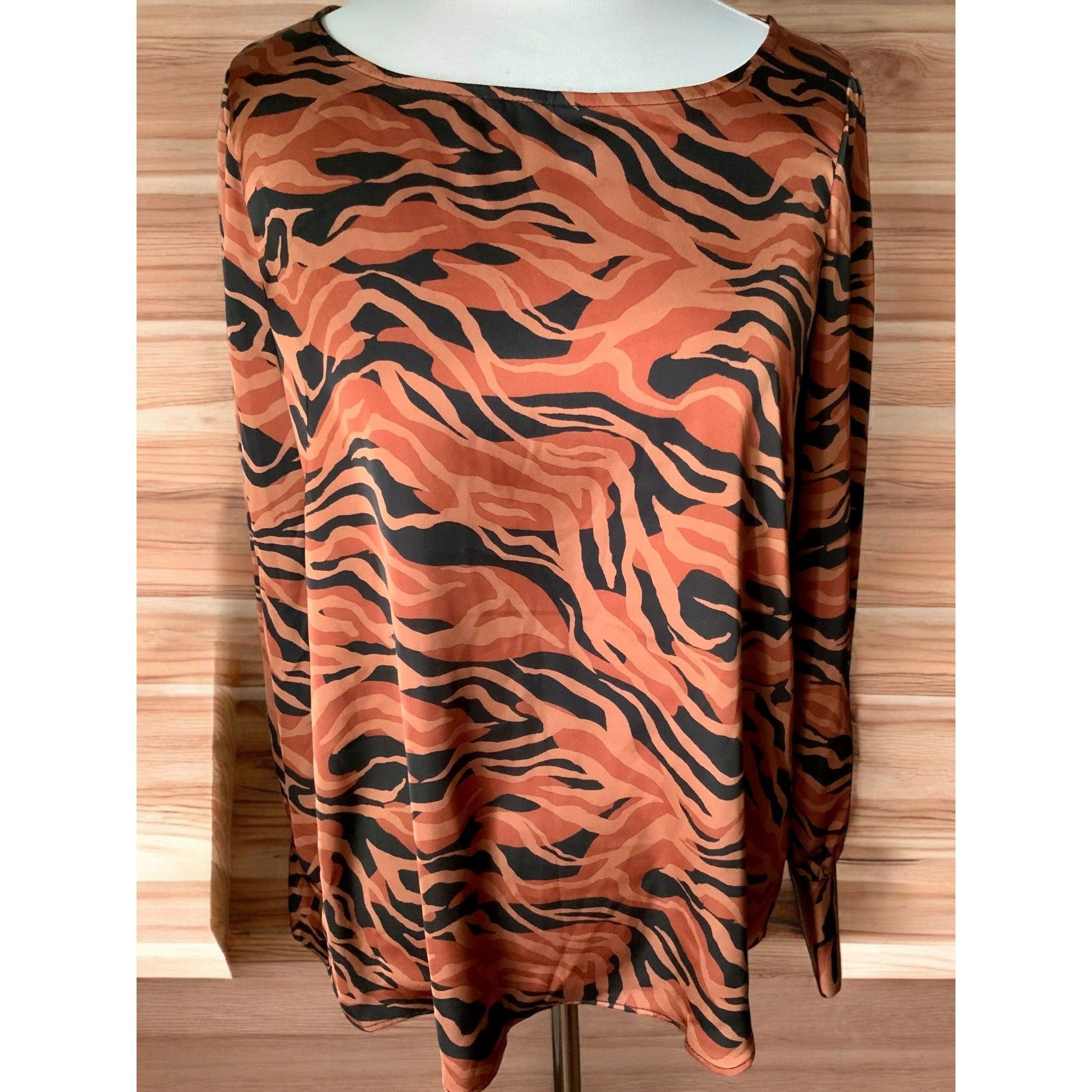 Elie Tahari Tahari Long Sleeve Tiger Print Polyester Blend Blouse Medium Size M / US 6-8 / IT 42-44 - 7 Thumbnail