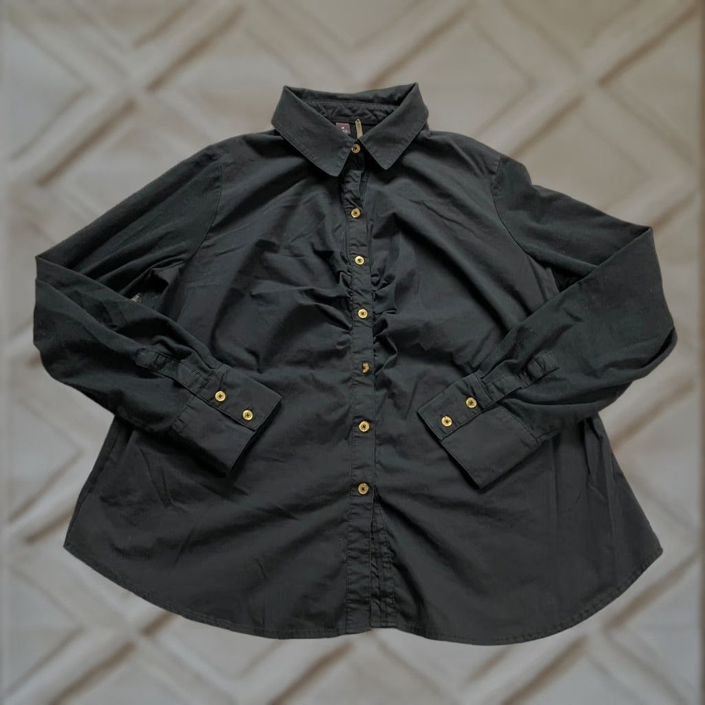 Vintage VINTAGE Dana Buchman Women's Button-Down Shirt XL Black Long Sleeve Cotton Business Casual Workwear Size XL / US 12-14 / IT 48-50 - 1 Thumbnail