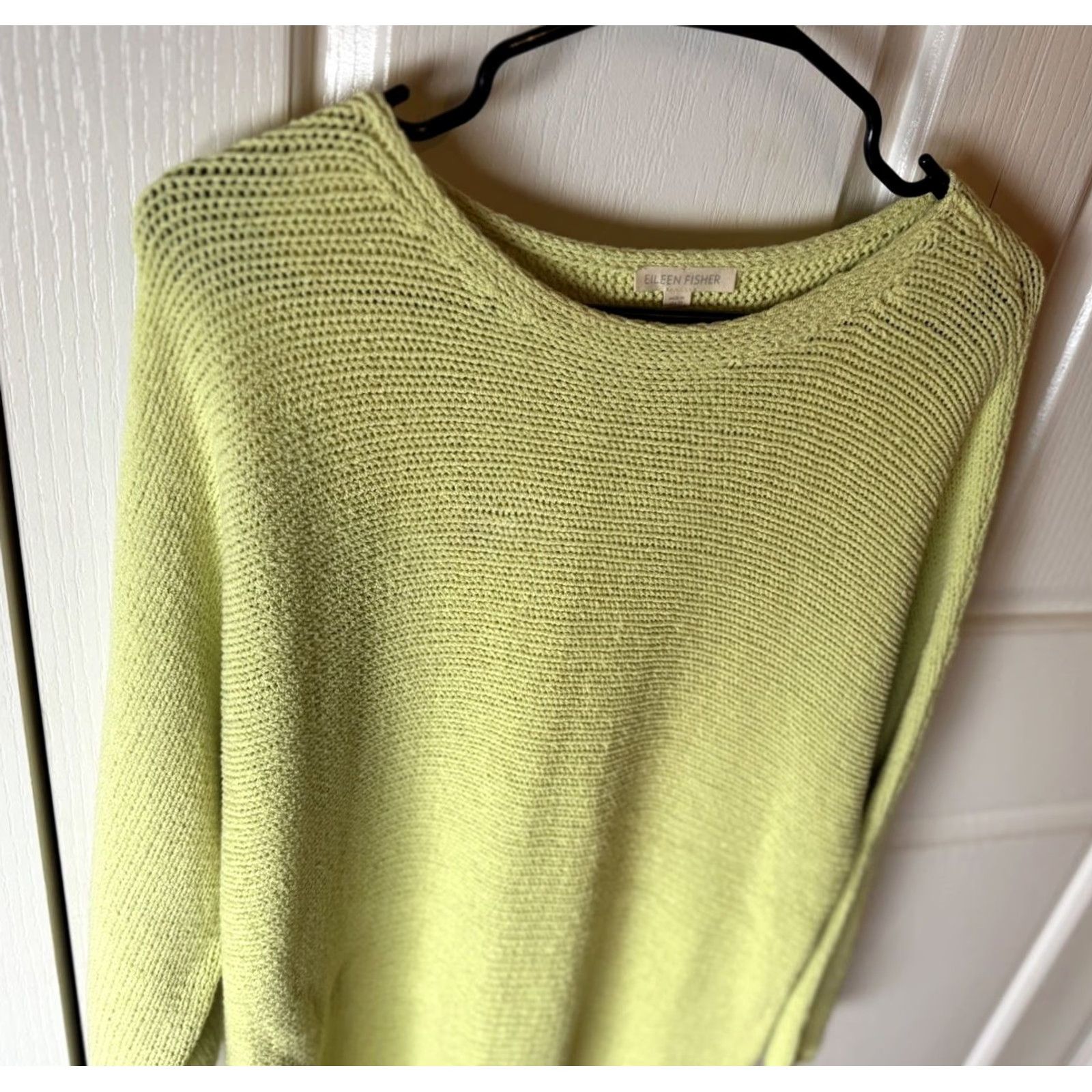 Eileen Fisher Eileen Fisher Womens XS Chartreuse Knit Box Top Cozy Organic Cotton Sweater Size XS / US 0-2 / IT 36-38 - 2 Thumbnail