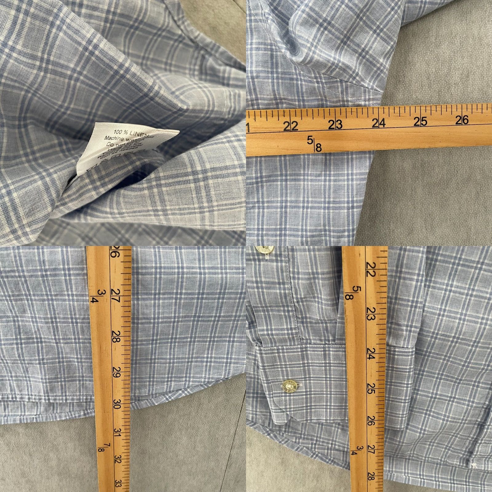 Vintage Teddy Stratford Shirt Adult 2XL Light Blue Check Button Up Zip Linen Mens 6 Size US XXL / EU 58 / 5 - 8 Thumbnail