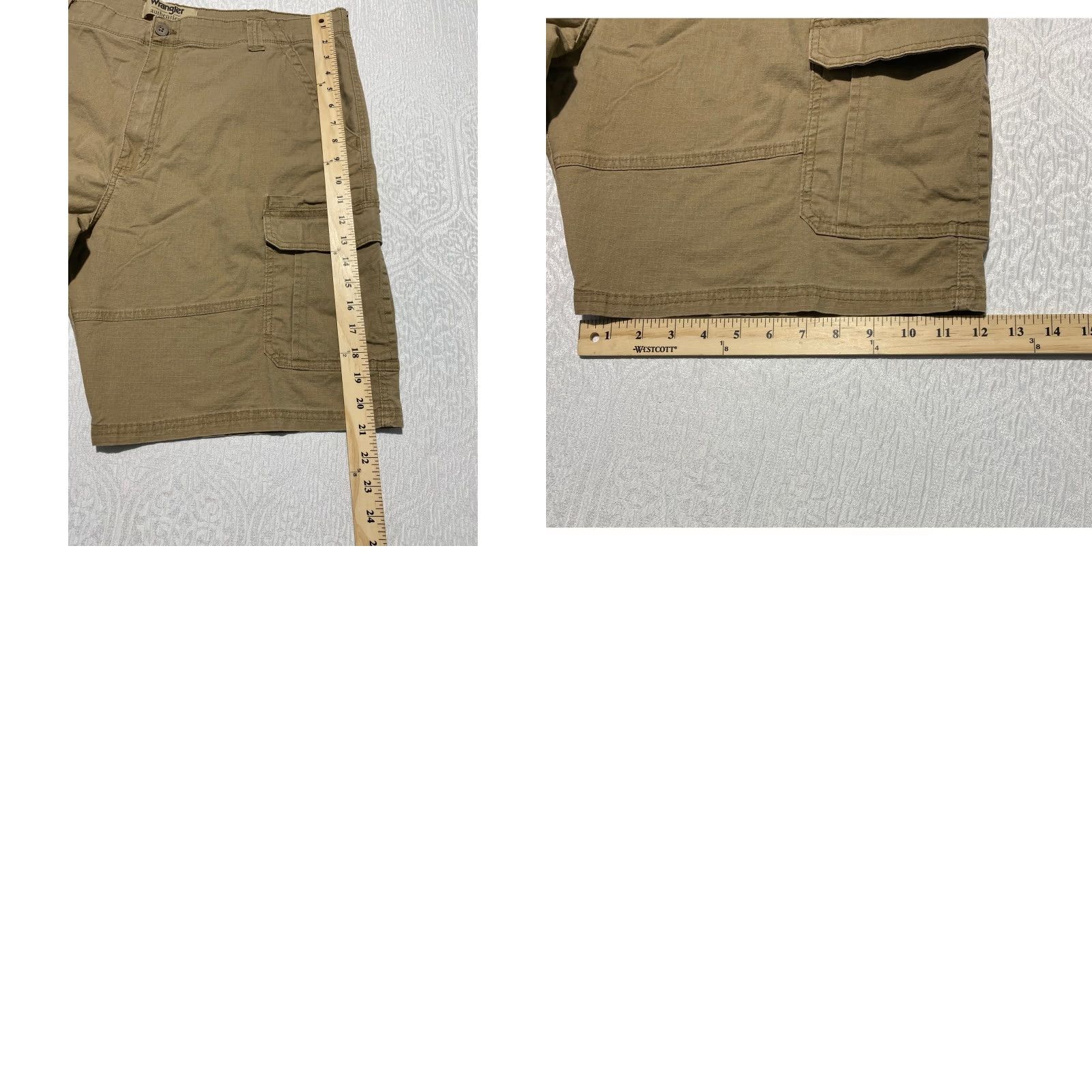 Wrangler Wrangler Authentics Mens Cargo Shorts Khaki Tan 40 Regular Stretch 6-Pocket Canvas Cotton Blend Button Zip Fly Size US 40 / EU 56 - 8 Thumbnail