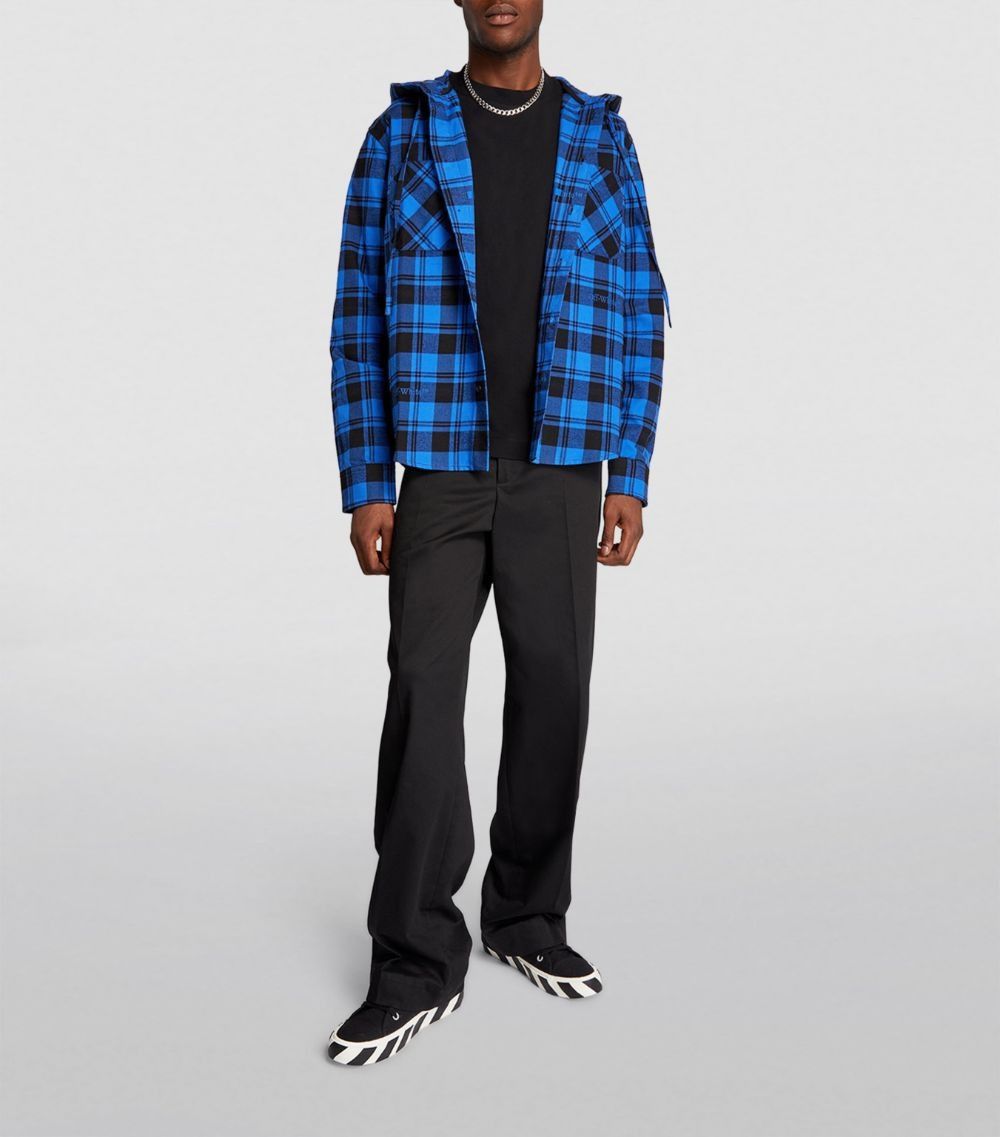 Off-White o1y0325 Logo Hooded Checked Shirt in Multicolor Size US S / EU 44-46 / 1 - 4 Thumbnail
