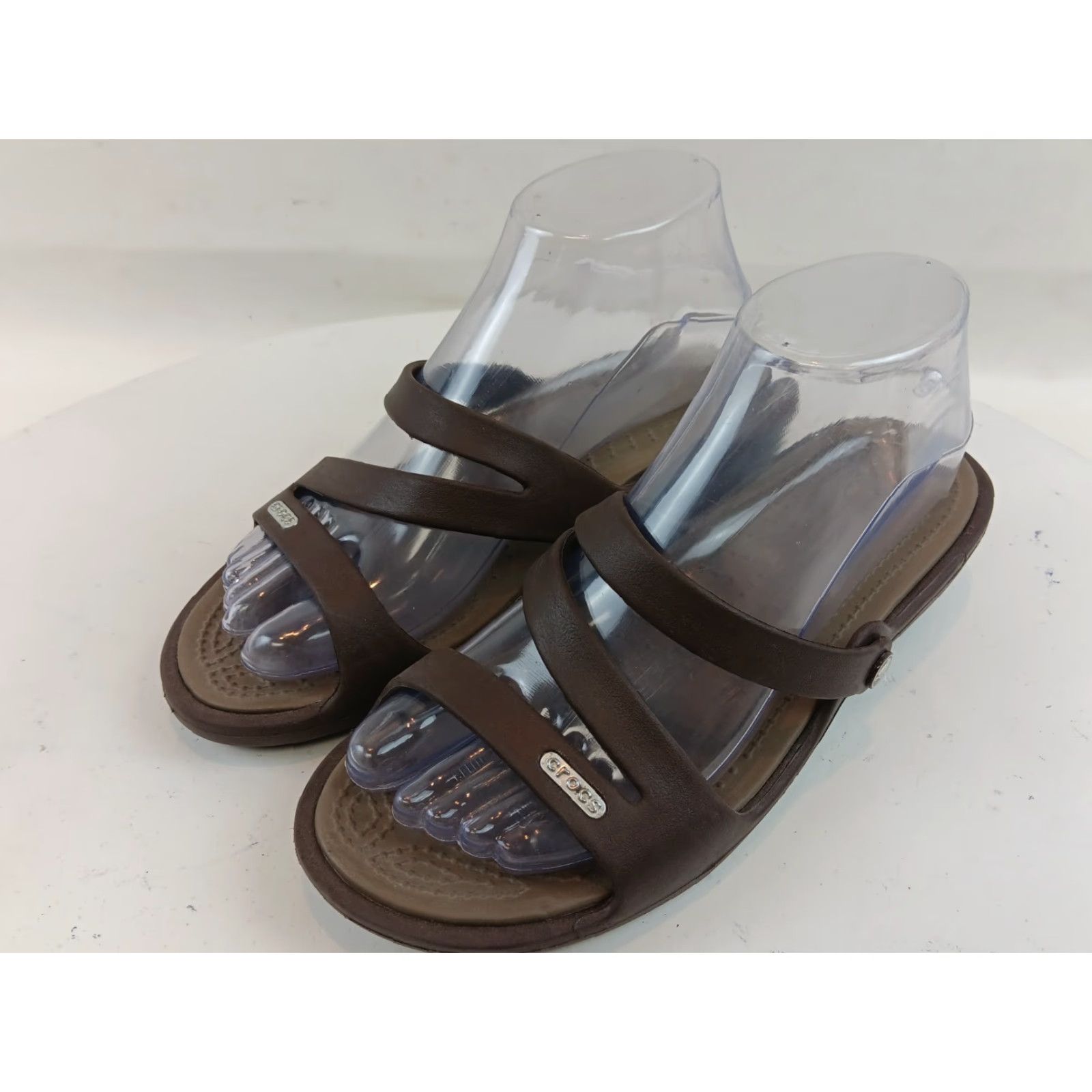 Crocs Crocs Sandals Slides Womens Size 7 Brown Strappy Platform Wedge Slip On Comfort Size US 7 / IT 37 - 3 Thumbnail