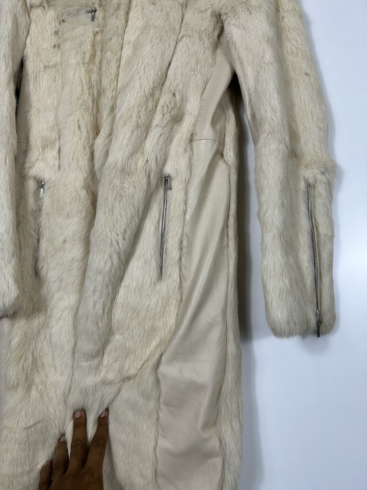 Sagafurs 🔥 Ines Et Marechal Rabbit Fur Real Leather Long Jacket Size S / US 4 / IT 40 - 10 Thumbnail
